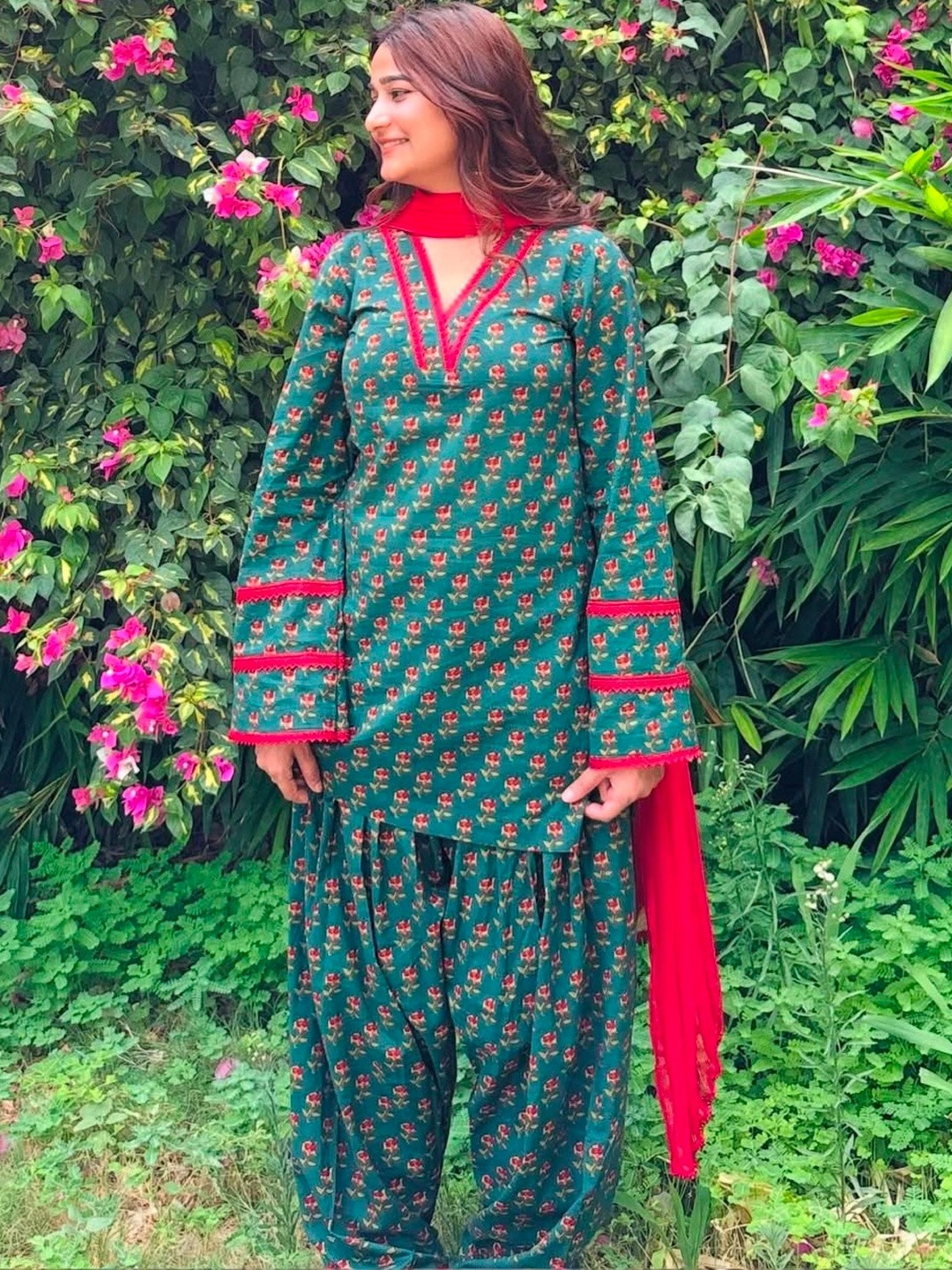 SHASHANK FASHION & BRIGHT FASHION Women Ethnic Motifs Printed Regular Pure Cotton Kurta with Patiala & With