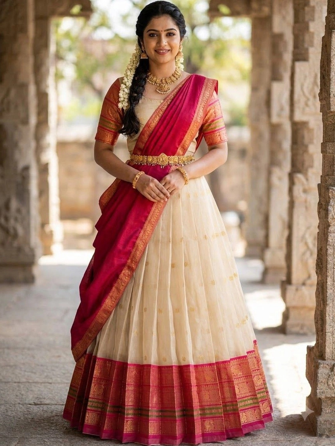 Fabcartz Embellished Semi-Stitched Lehenga & Unstitched Blouse With Dupatta