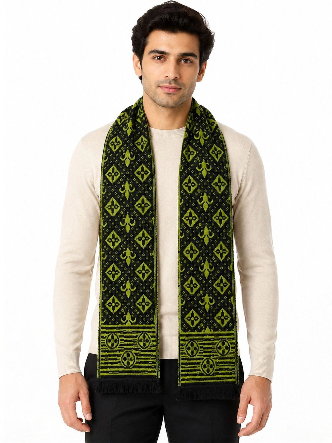 HETESHE Men Patterned Merino Wool Mufflers
