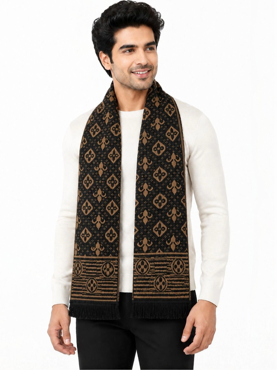 HETESHE Men Patterned Merino Wool Mufflers