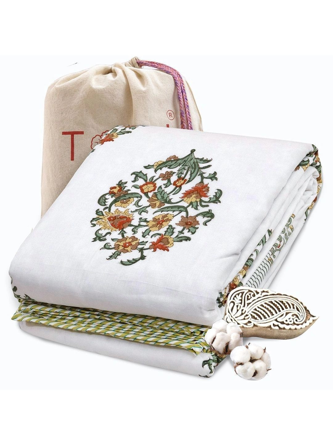 TOAI Brown & Yellow Floral Summer 150 GSM Dohar