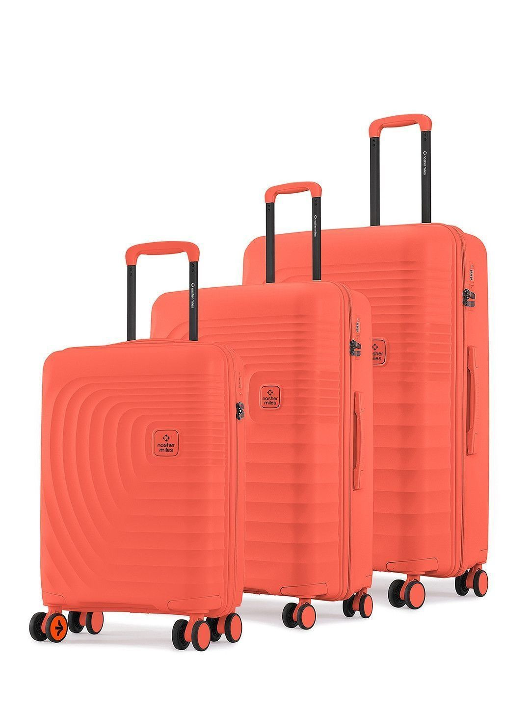 Nasher Miles Set of 3 Boston Textured 360-Degree Rotation 8 Wheel Cabin Trolley Bag- 119 L