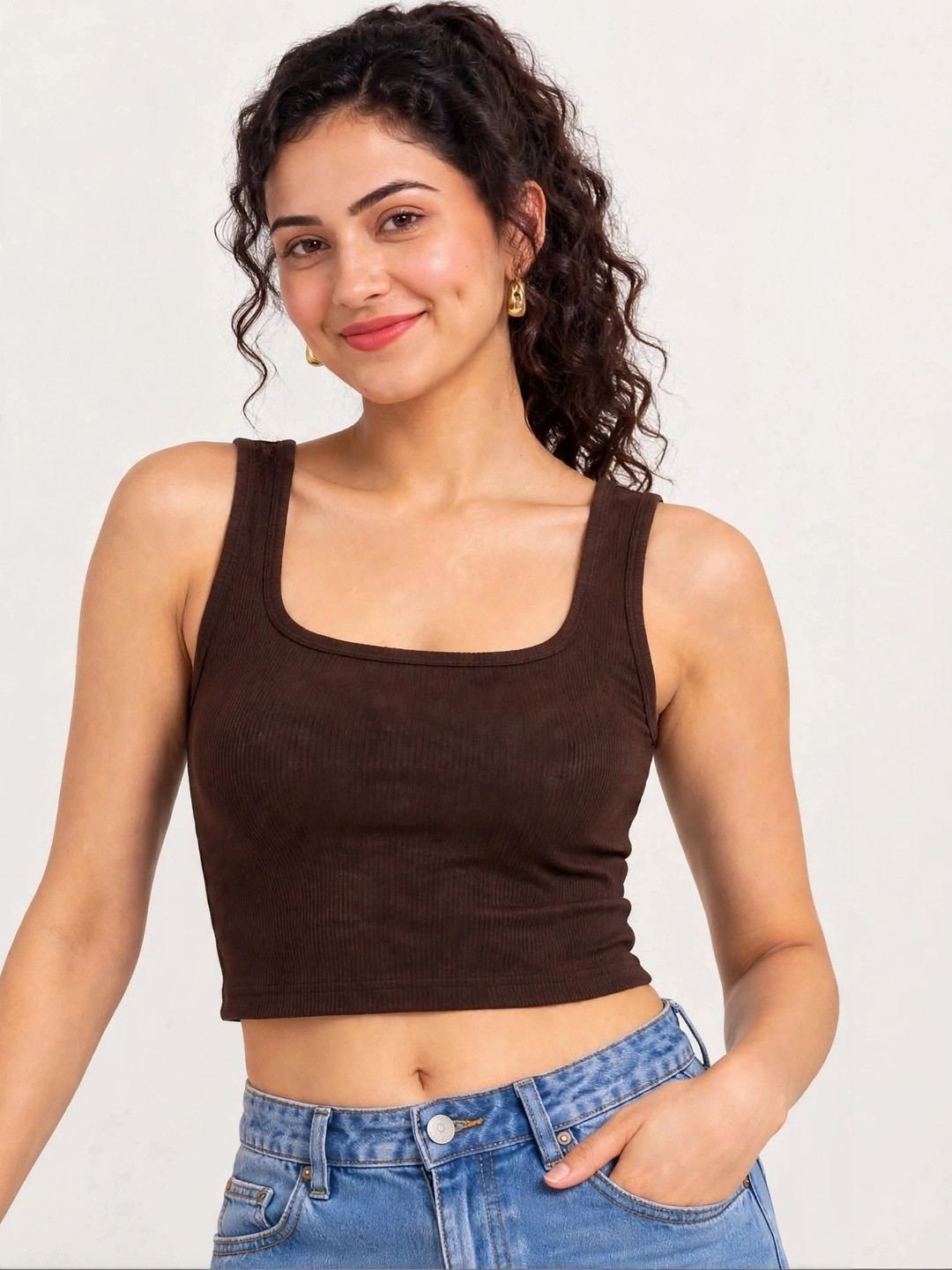 GLOWBERRY Cotton Tank Crop Top