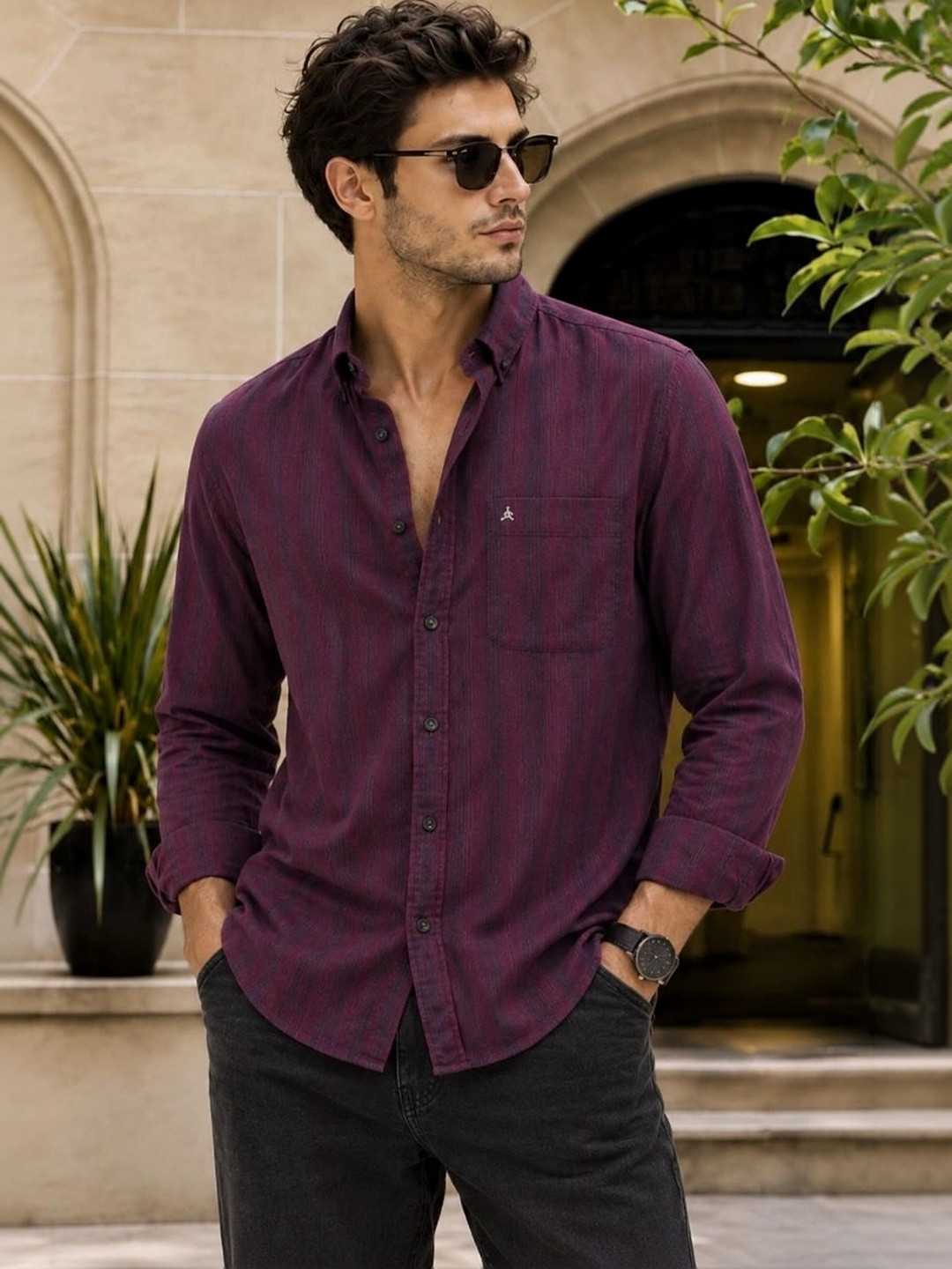 XKIND Men Standard Striped Casual Shirt