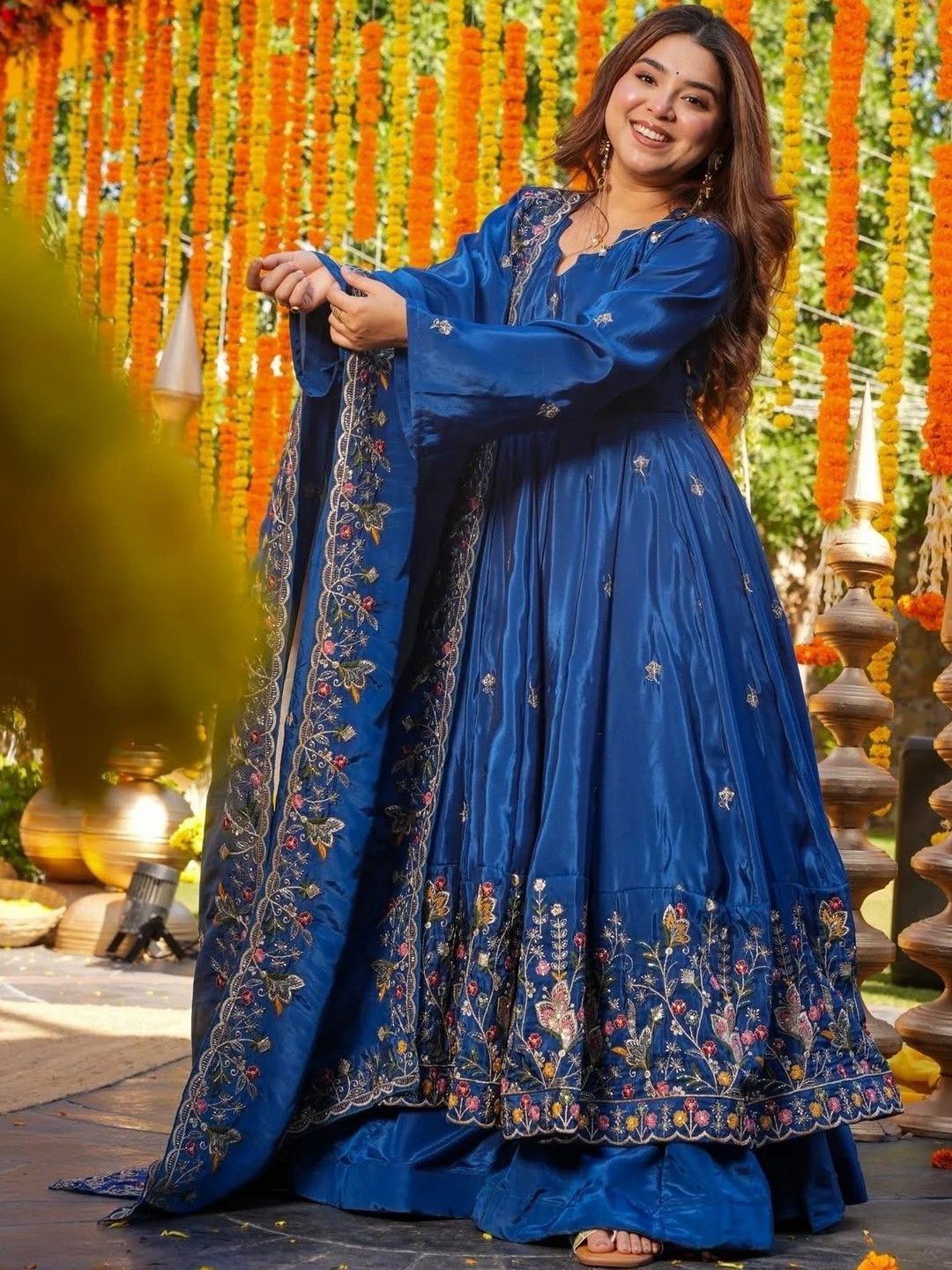 KALINI Women Embroidered Regular Kurta with Sharara & With Dupatta