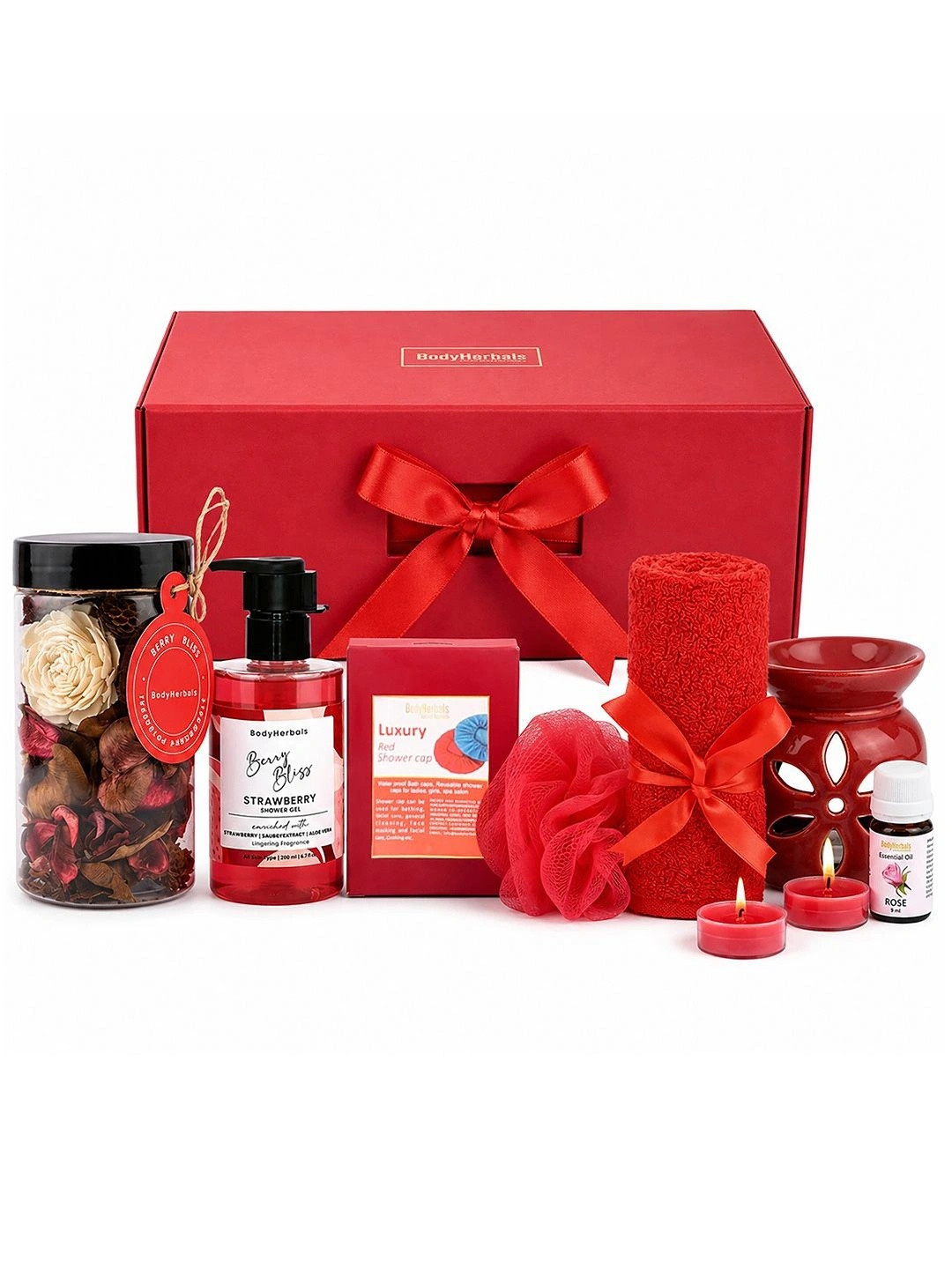 BodyHerbals 7 Pcs Strawberry Bath & Body Spa Gift Set