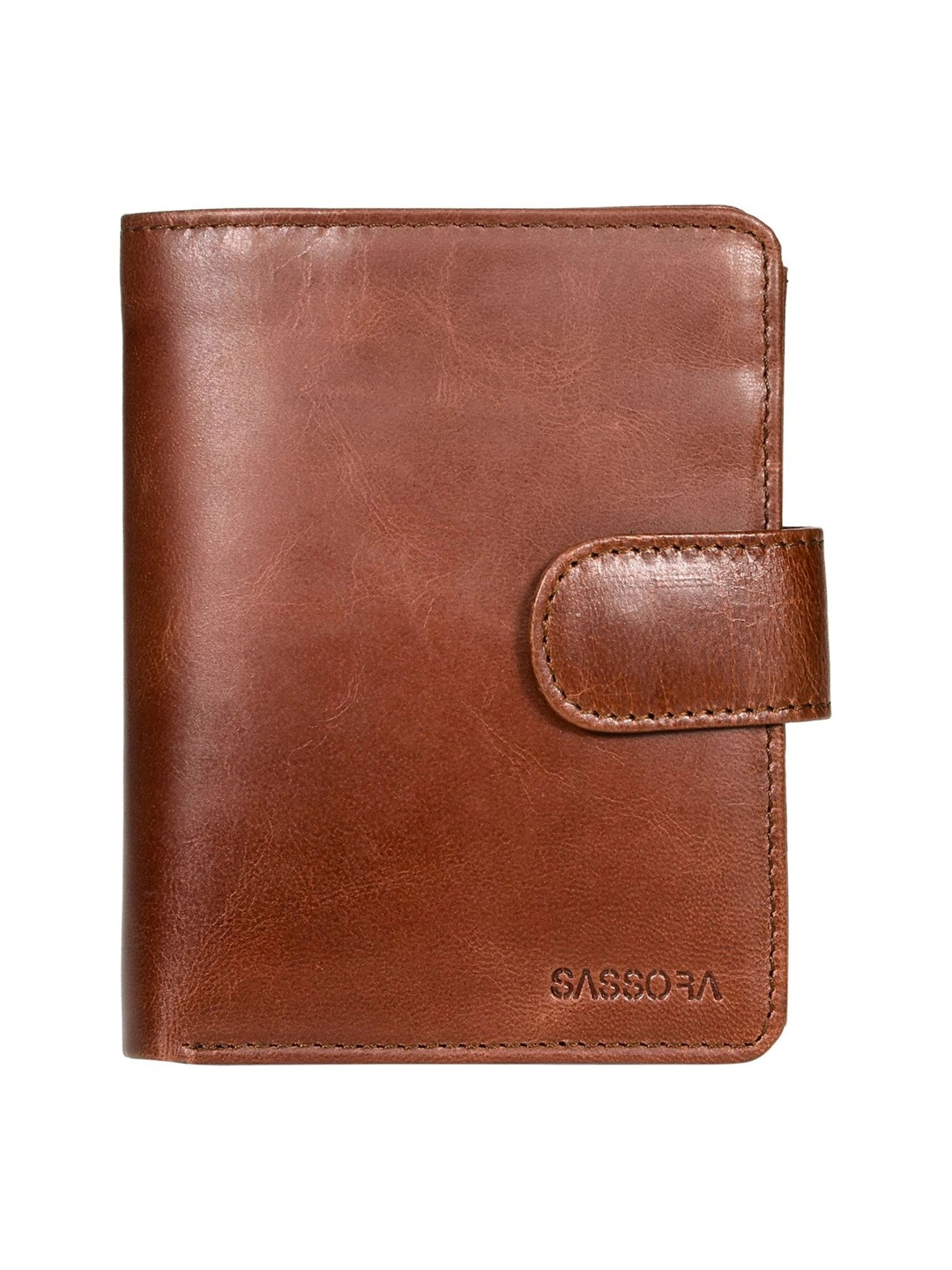 Sassora Men Brown Leather Two Fold Wallet
