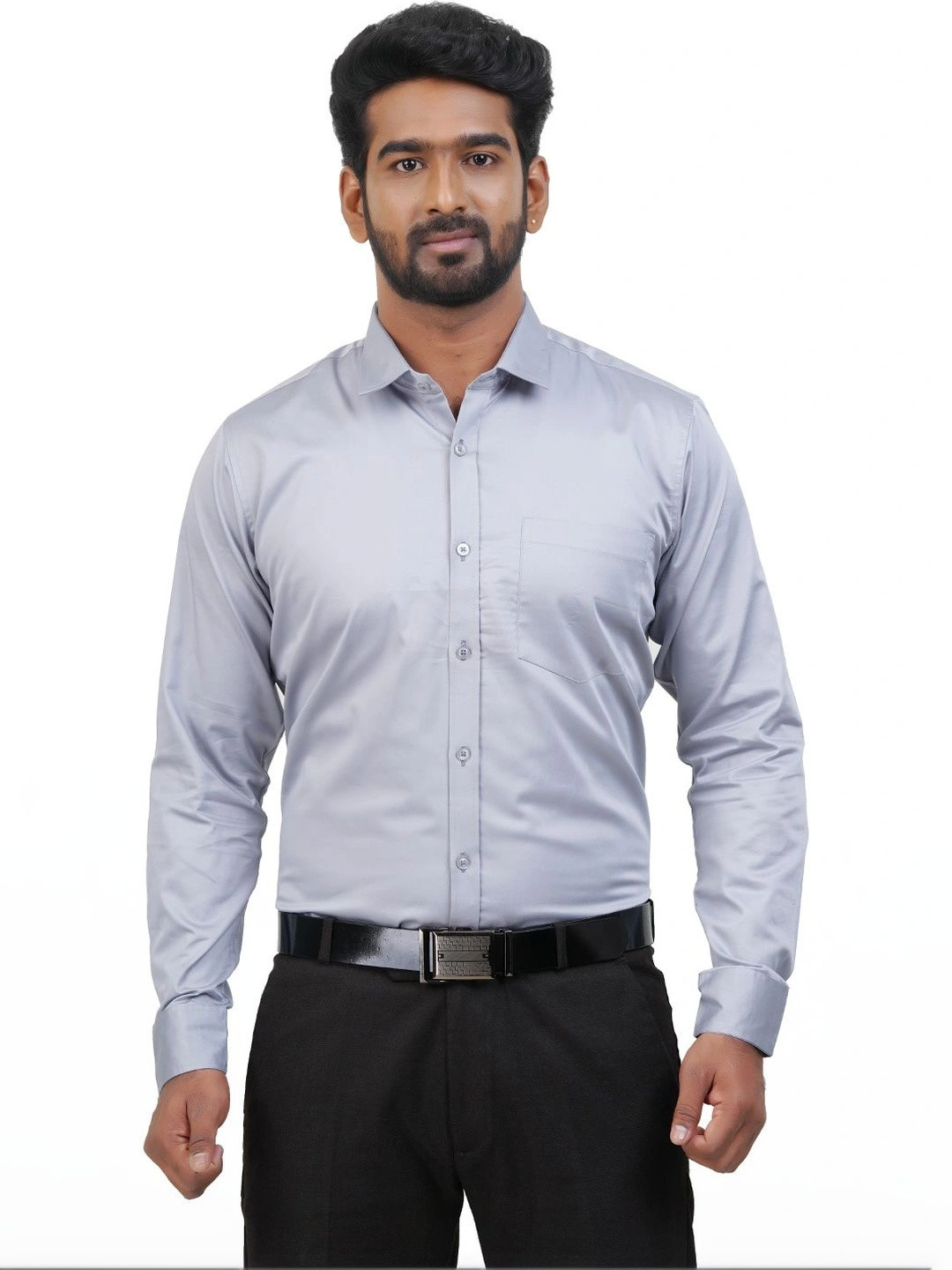 Ethazh Men's Solid Regular Fit Full-Sleeve Formal Shirt