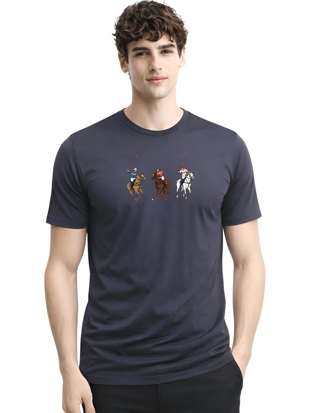 ADRO Graphic Printed Round Neck Short Sleeves Regular Fit Pure Cotton T-shirt