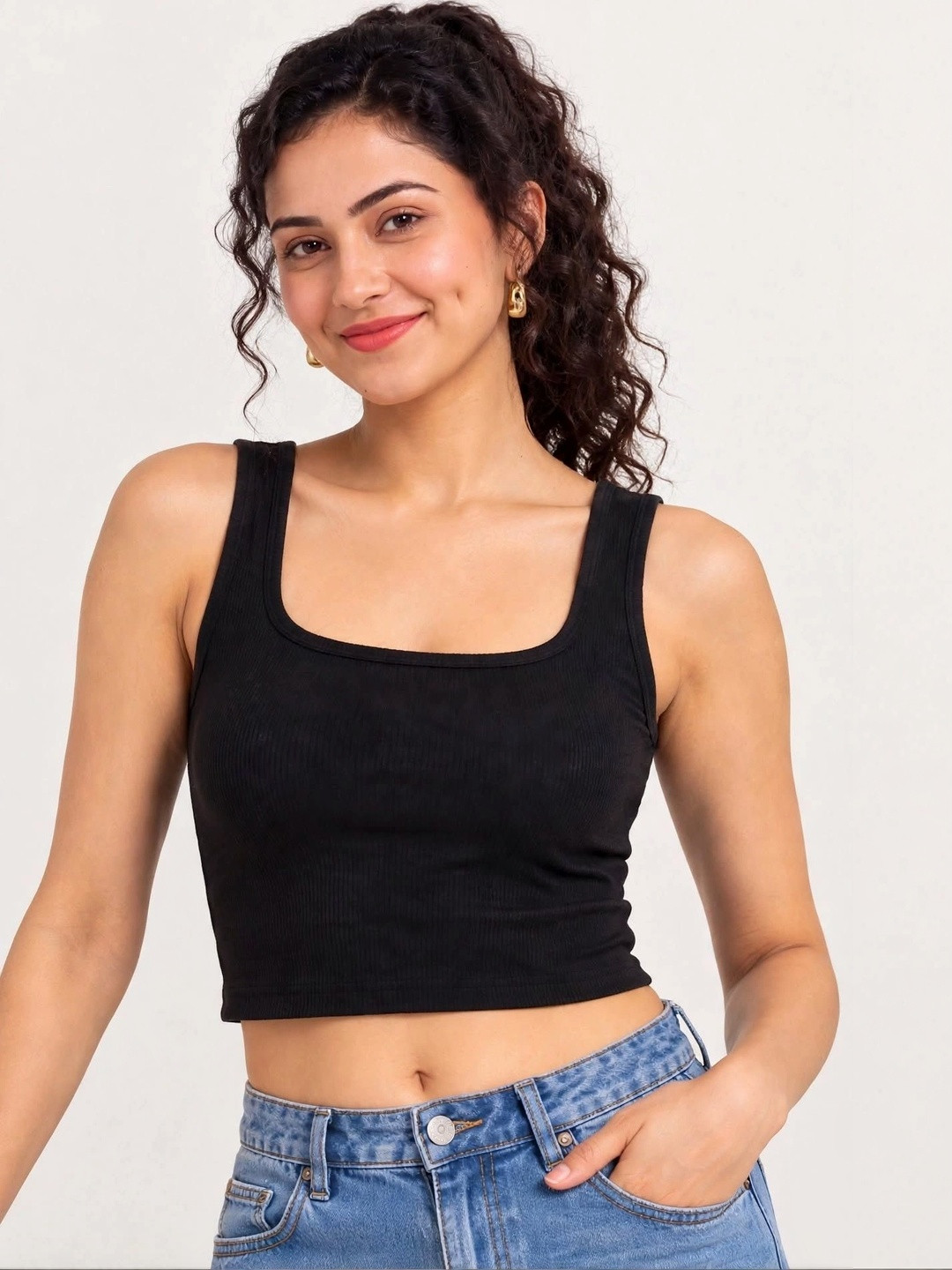 GLOWBERRY Cotton Tank Crop Top