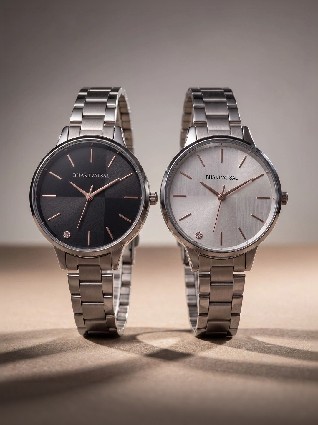 BHAKTVATSAL Women Brass Dial & Stainless Steel Bracelet Style Straps Analogue Watch