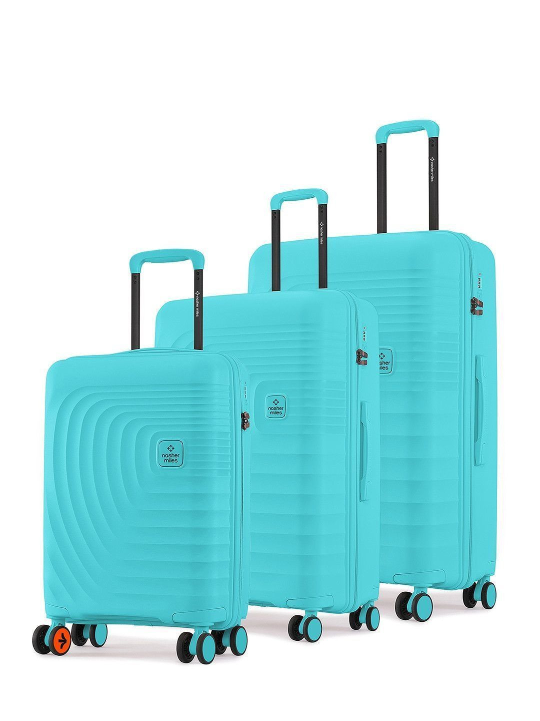 Nasher Miles Set of 3 Boston Textured 360-Degree Rotation 8 Wheel Large Trolley Bag- 119L