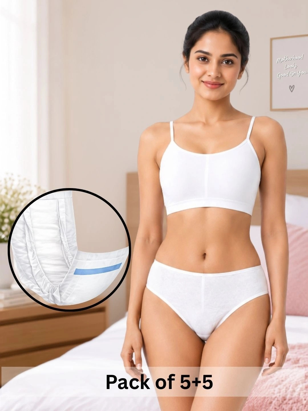 Pregawear 5 Pcs Disposable Postpartum Panty & 5Pcs Maternity Pad for Heavy Flow