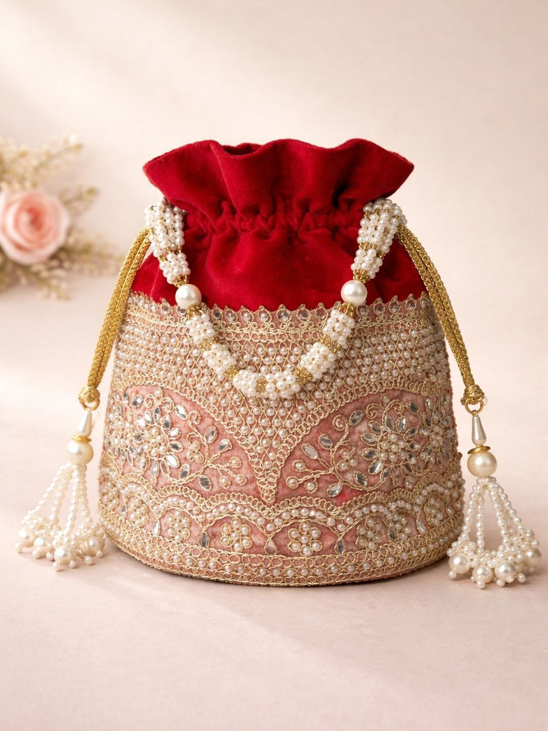 SUGARFRILL Embroidered Potli Clutch