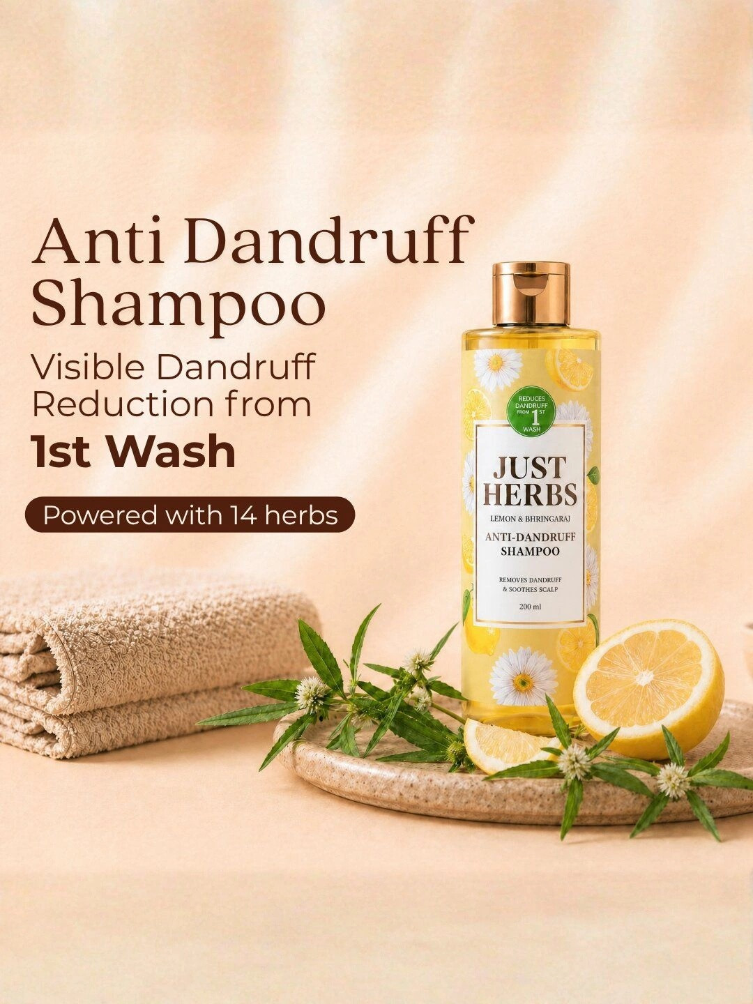 Just HerbsAnti Dandruff Shampoo with Lemon & Bhringraj Controls Flakes & Itch 200ml