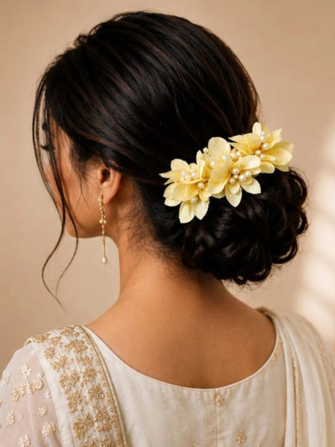 Hair Flare Floral Shaped With Pearl & Stone Hair Accessory