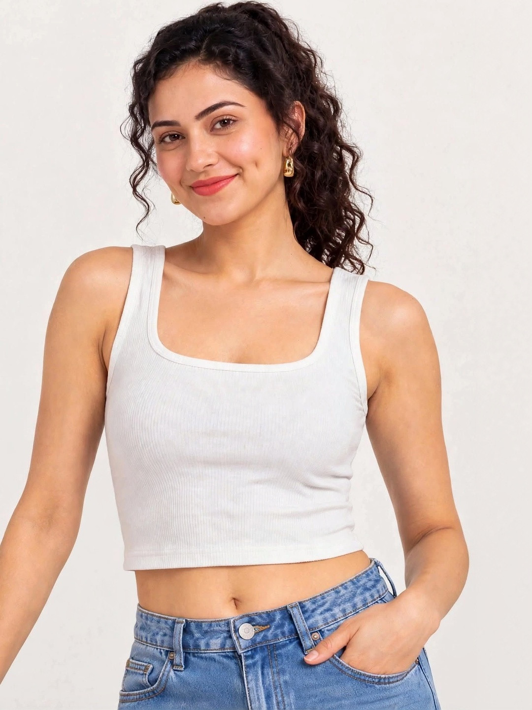GLOWBERRY Cotton Tank Crop Top