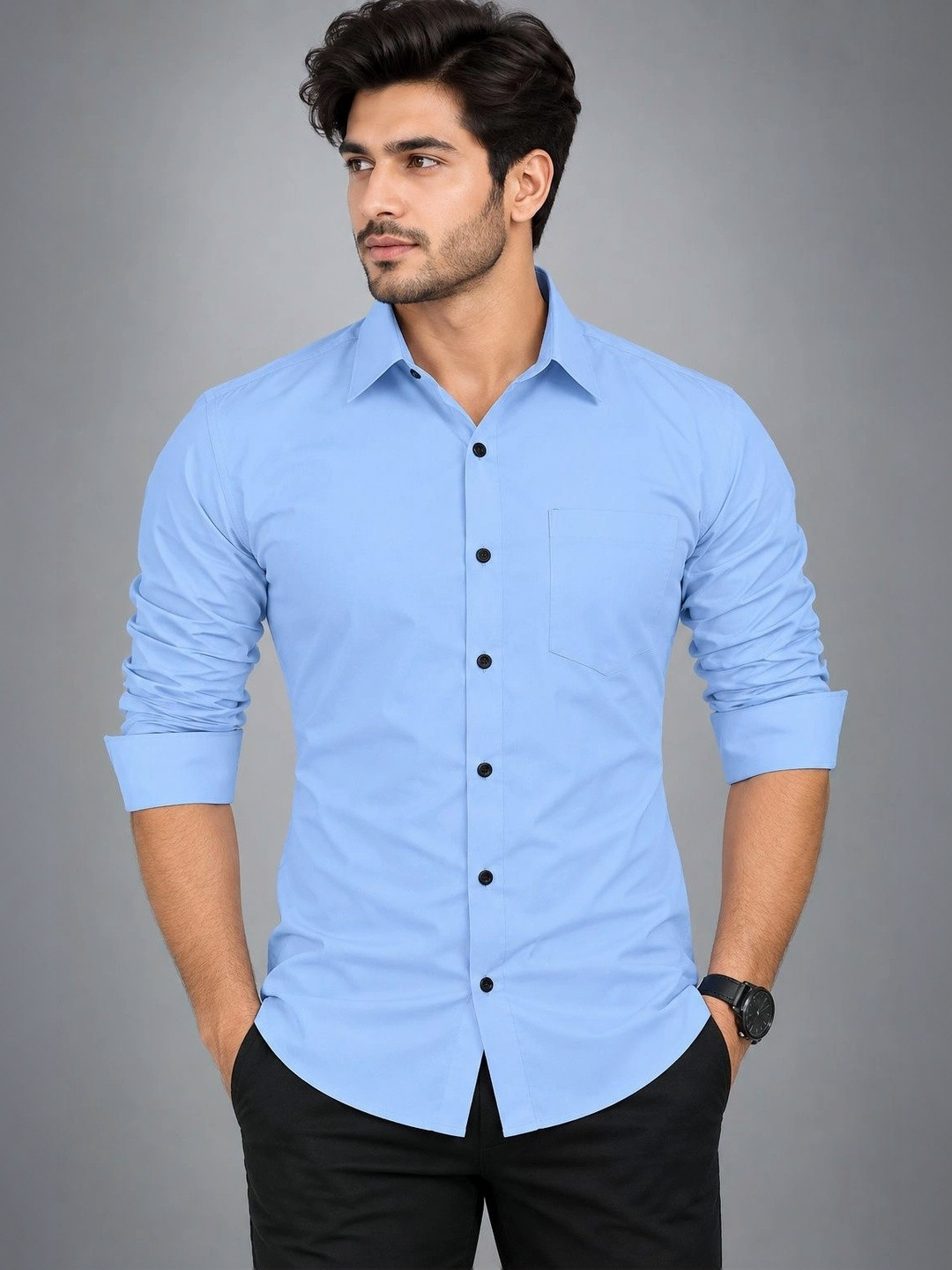 UV WHOLESALE Men Spread Collar Regular-Fit Shirt