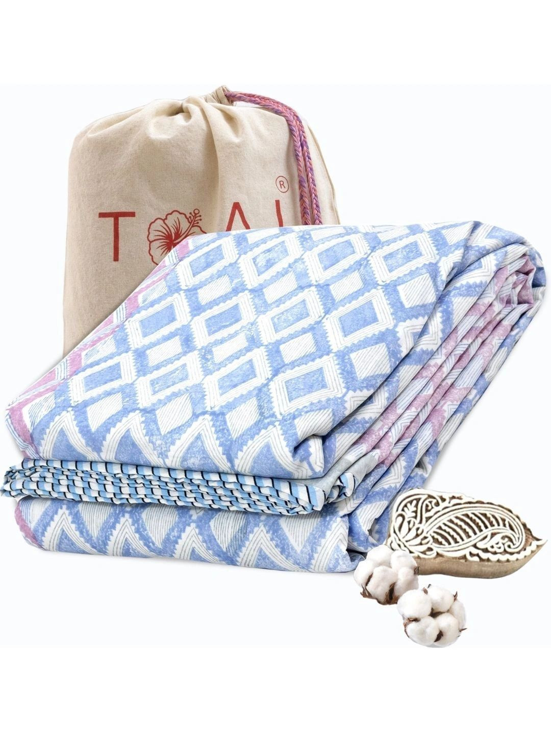 TOAI Blue & Blue Geometric Summer 150 GSM Dohar