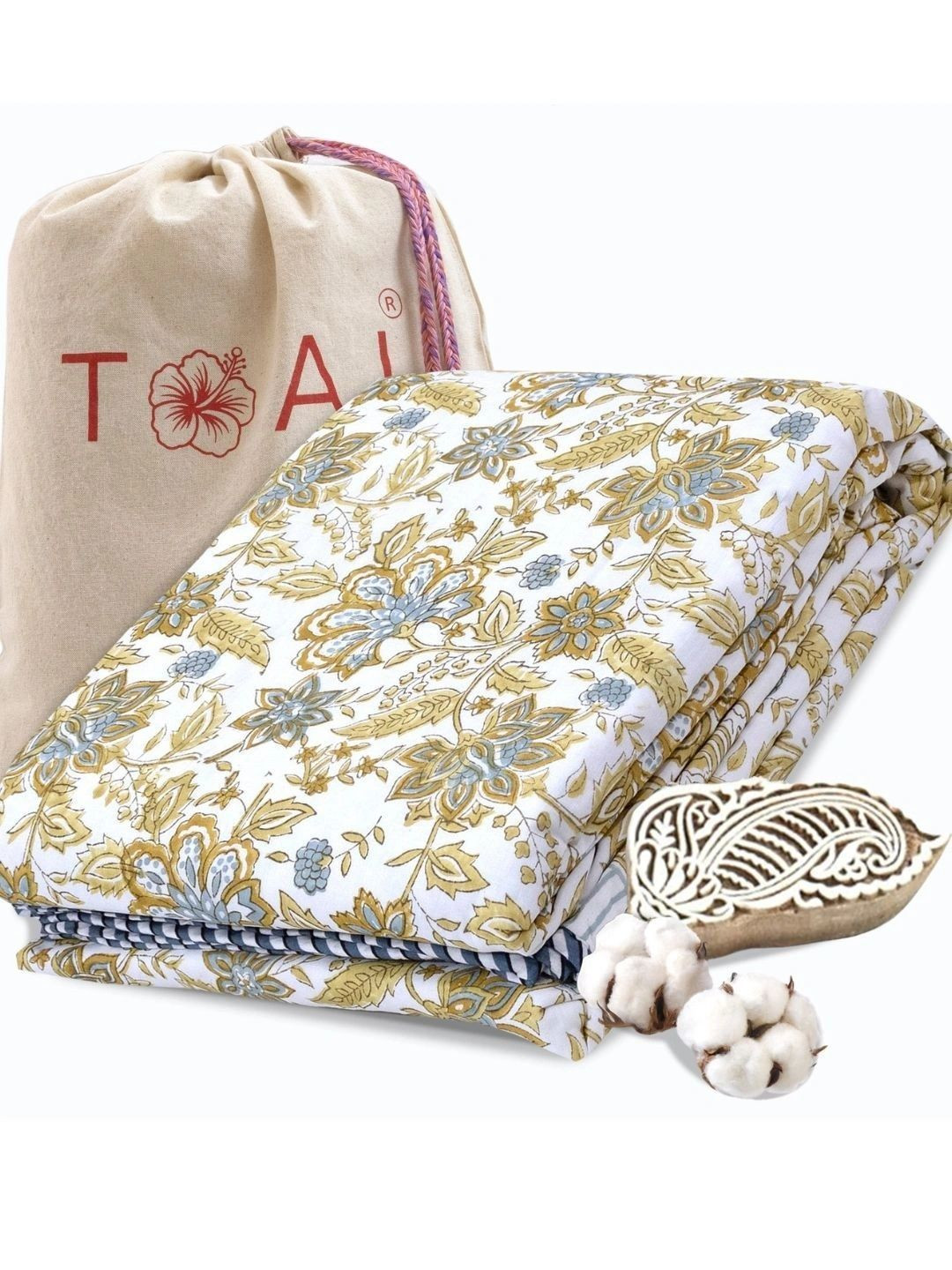 TOAI Brown & White Floral Summer 150 GSM Dohar