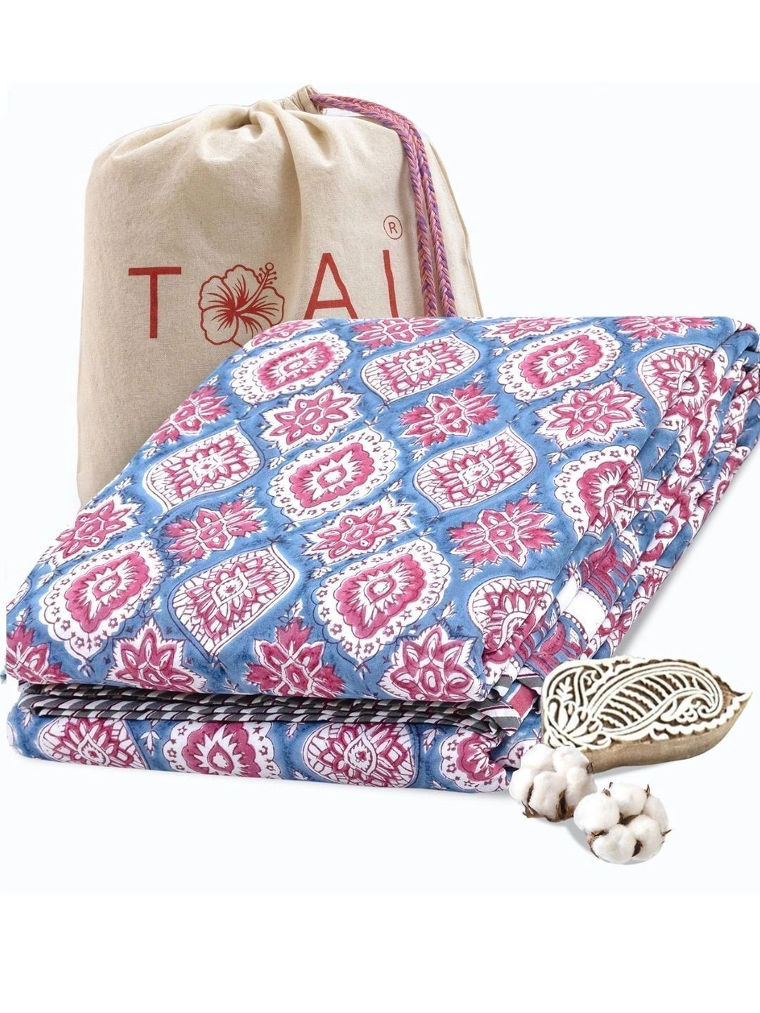 TOAI Blue & Blue Ethnic Motifs Summer 150 GSM Dohar