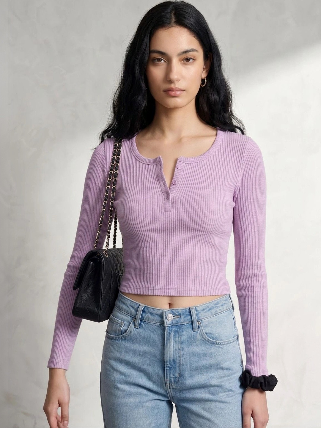 glitchez Cotton Blend Crop Top