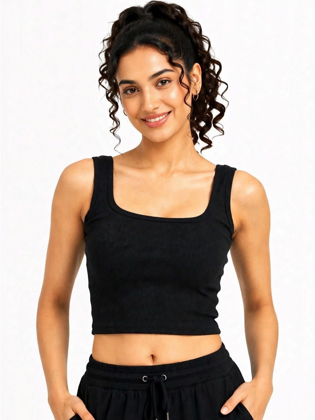 GLOWBERRY Cotton Blend Tank Crop Top
