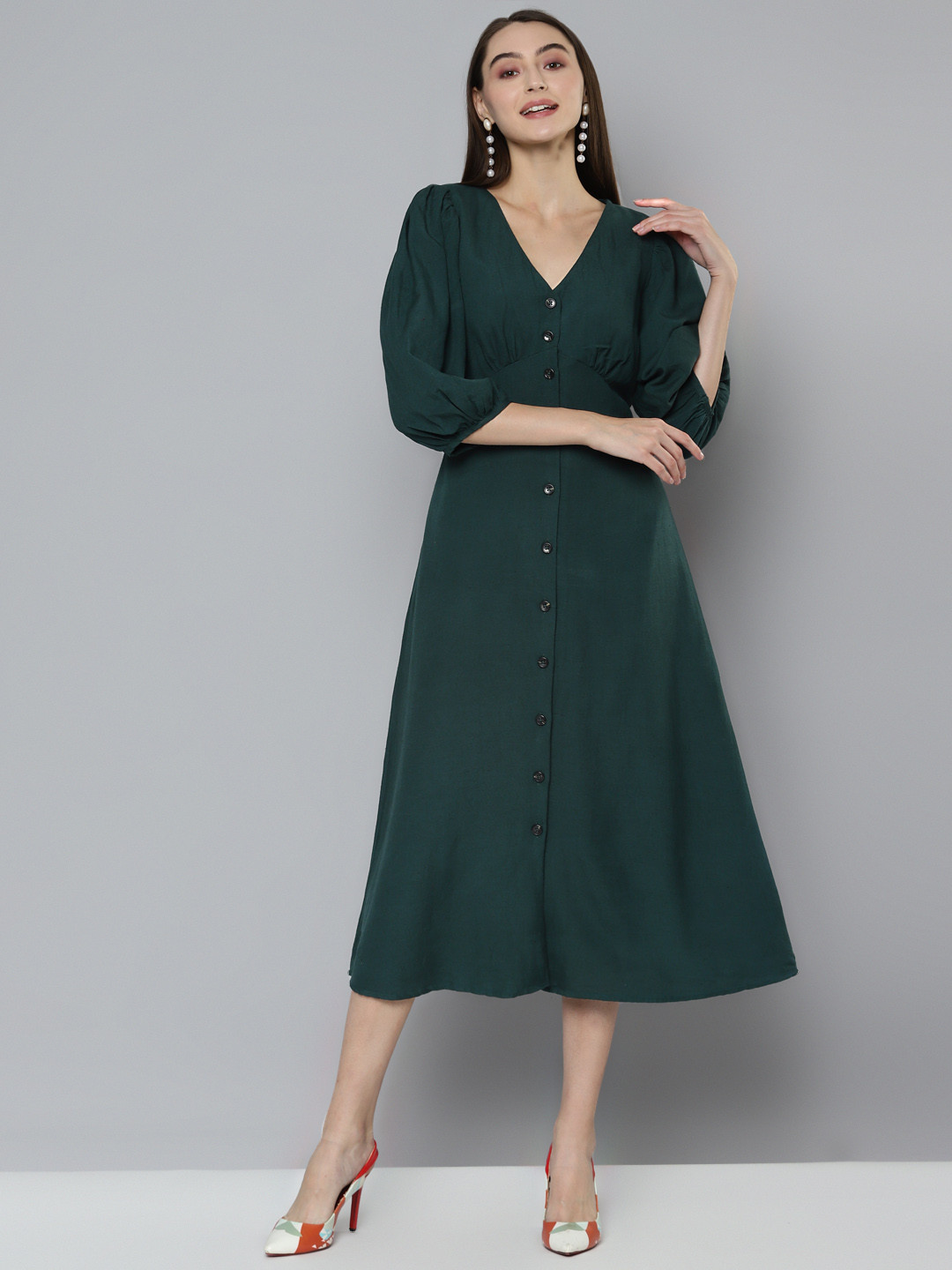 SCOUP Green A-Line Dress
