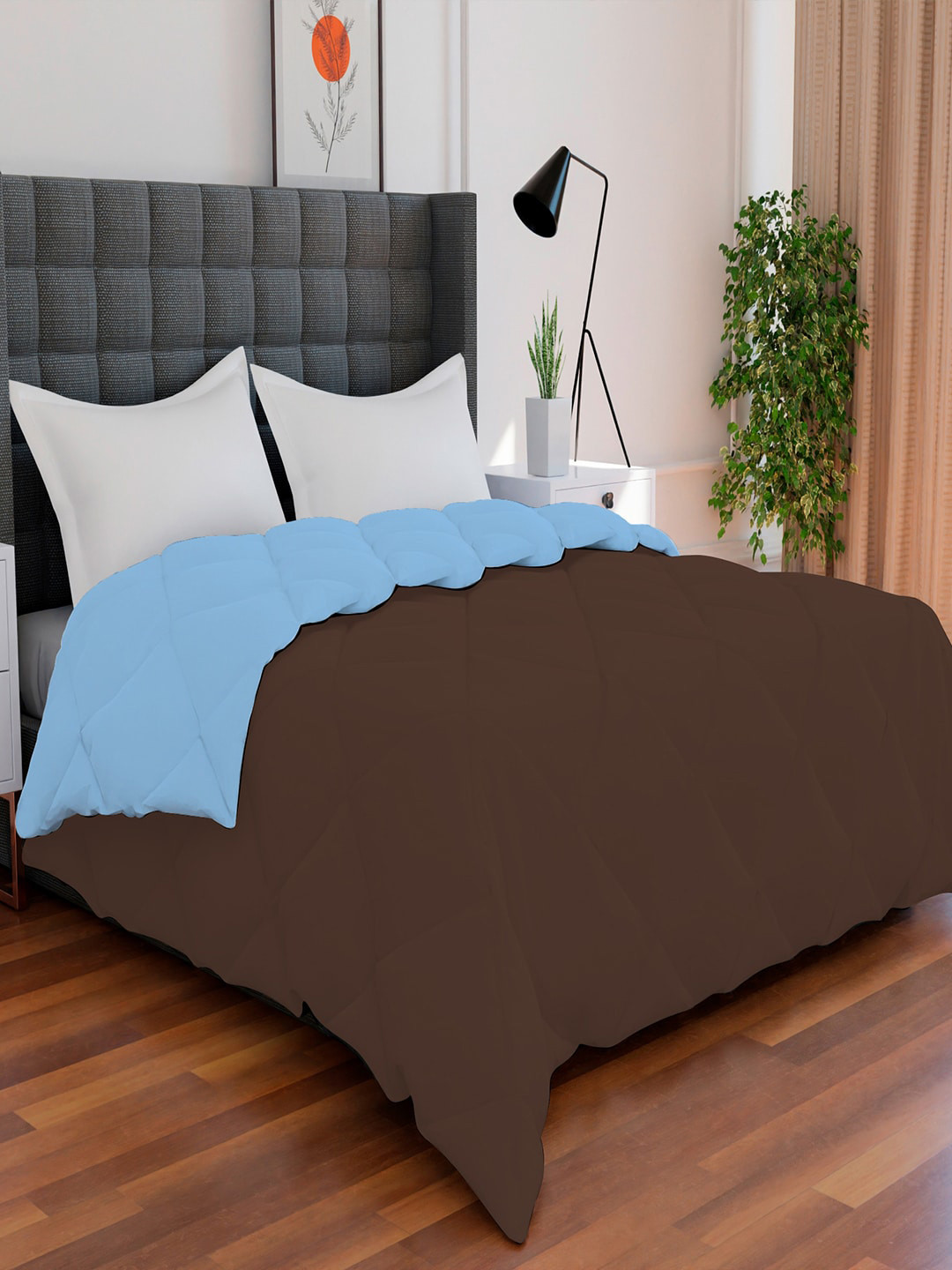 AVI Brown & Blue Mild Winter 250 GSM Double Bed Comforter