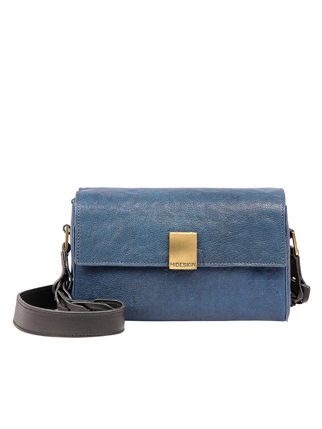 Hidesign Blue Leather Structured Handheld Bag
