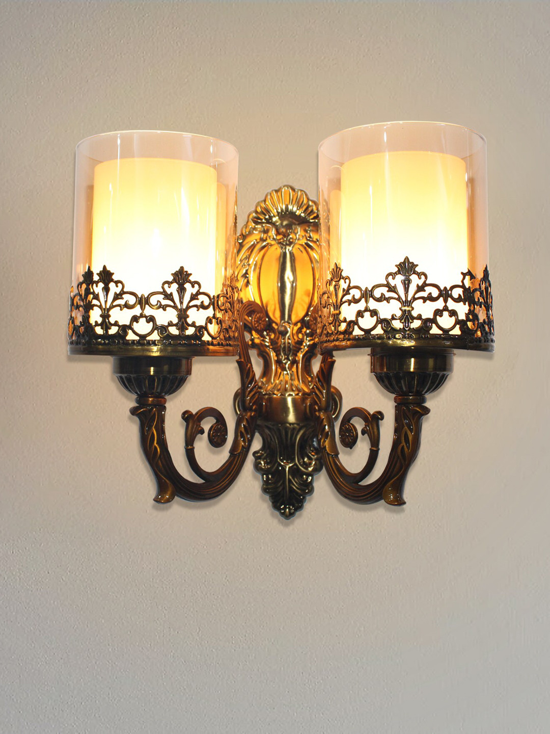 SHREE KALA HOME DECOR Coral-Colored Antique Finish Wall Lamps