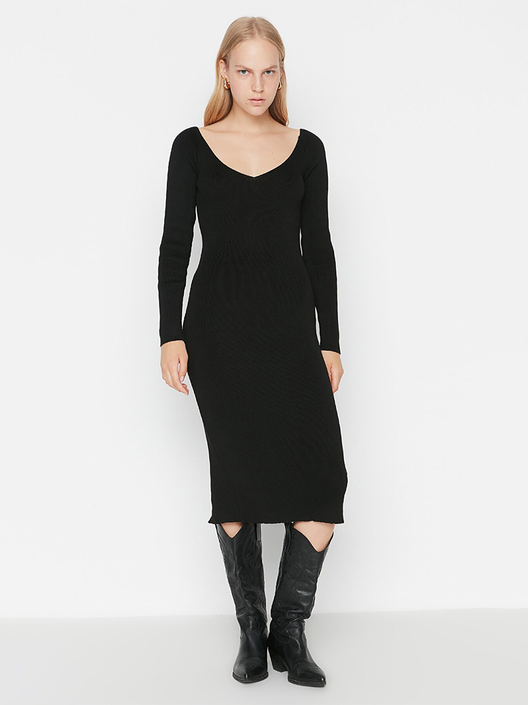 Trendyol Women Black Jumper Midi Dress