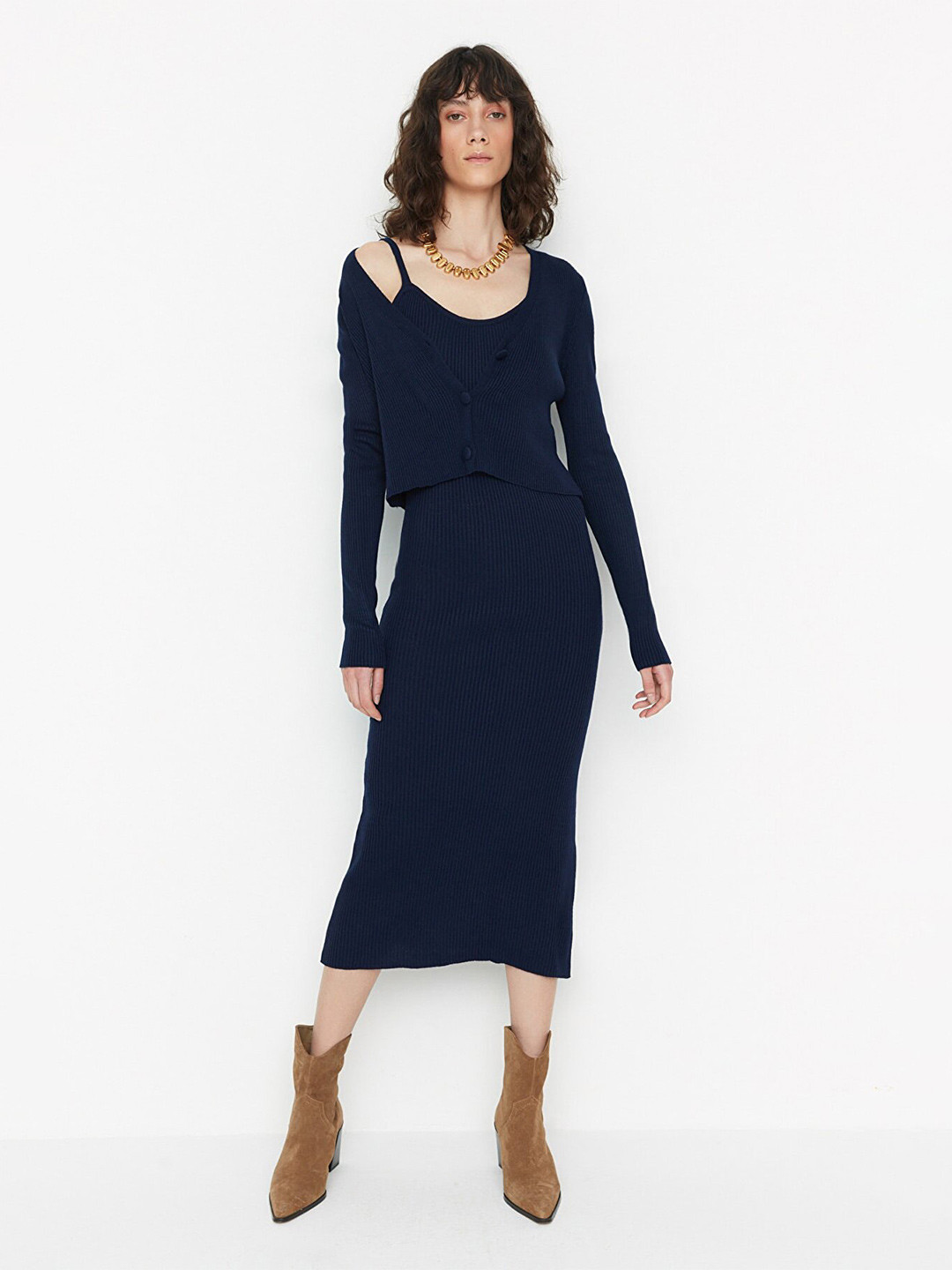 Trendyol Navy Blue Bodycon Midi Dress