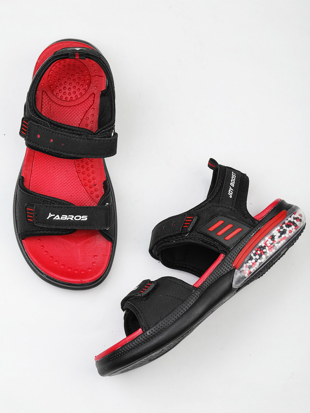 ABROS Boys Black & Red Sports Sandals
