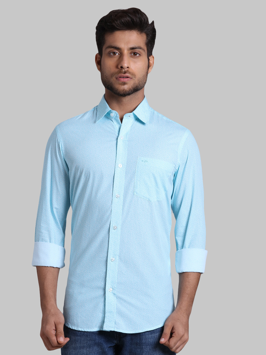 ColorPlus Men Blue Cotton Casual Shirt