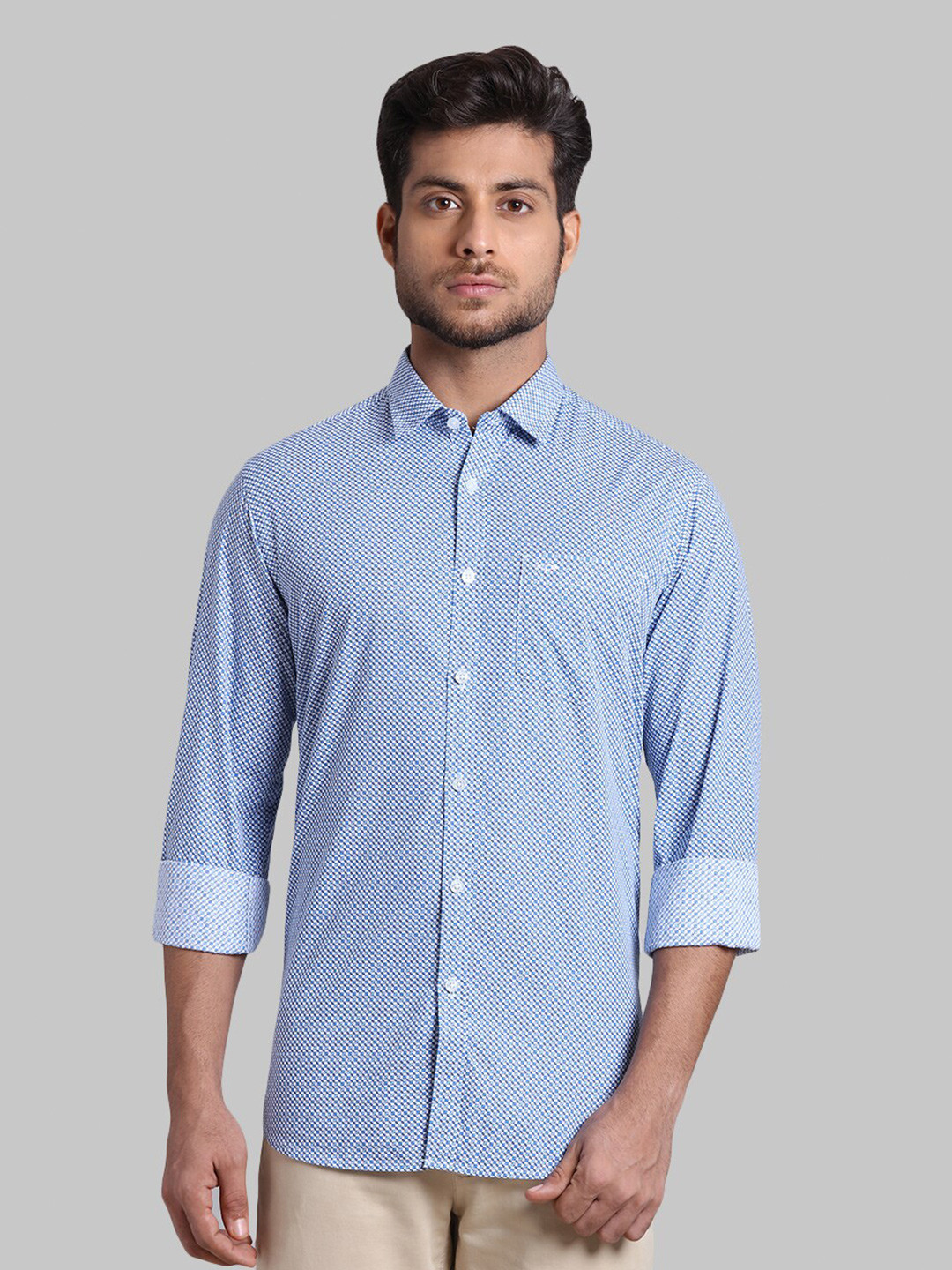 ColorPlus Men Blue Printed Cotton Casual Shirt