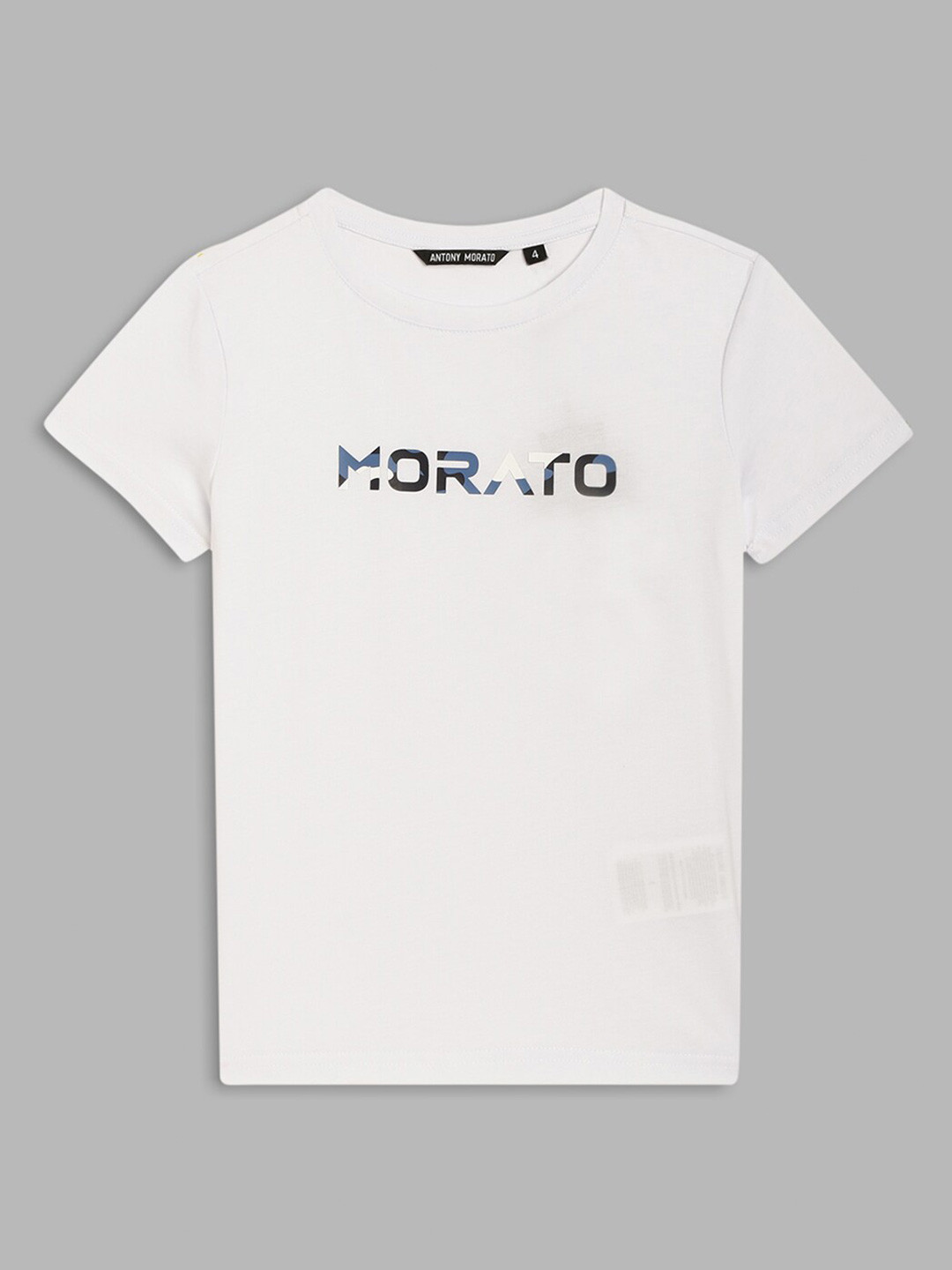 Antony Morato Boys White Typography Cotton Printed T-shirt