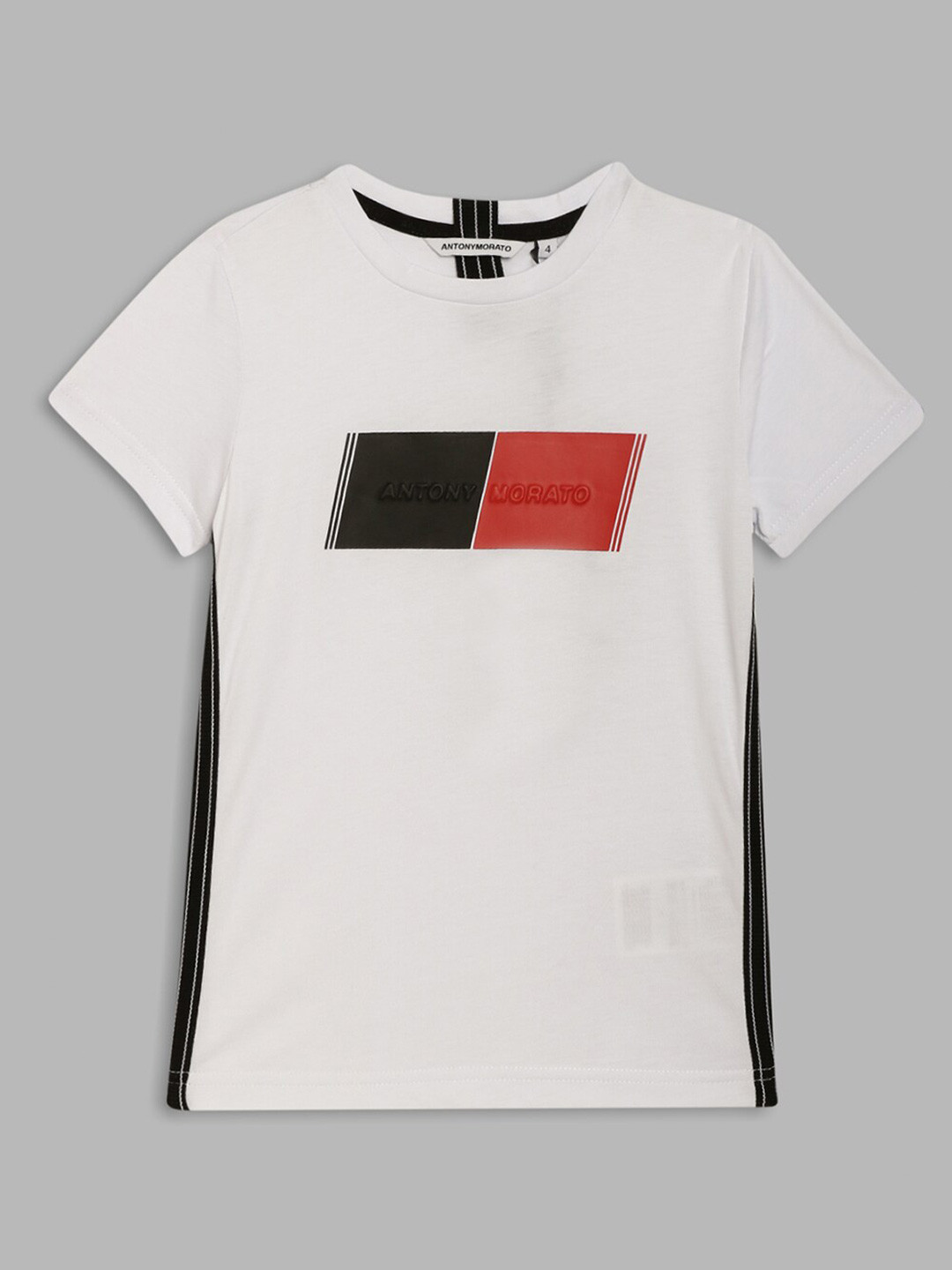 Antony Morato White Printed Round Neck Pure Cotton T Shirt