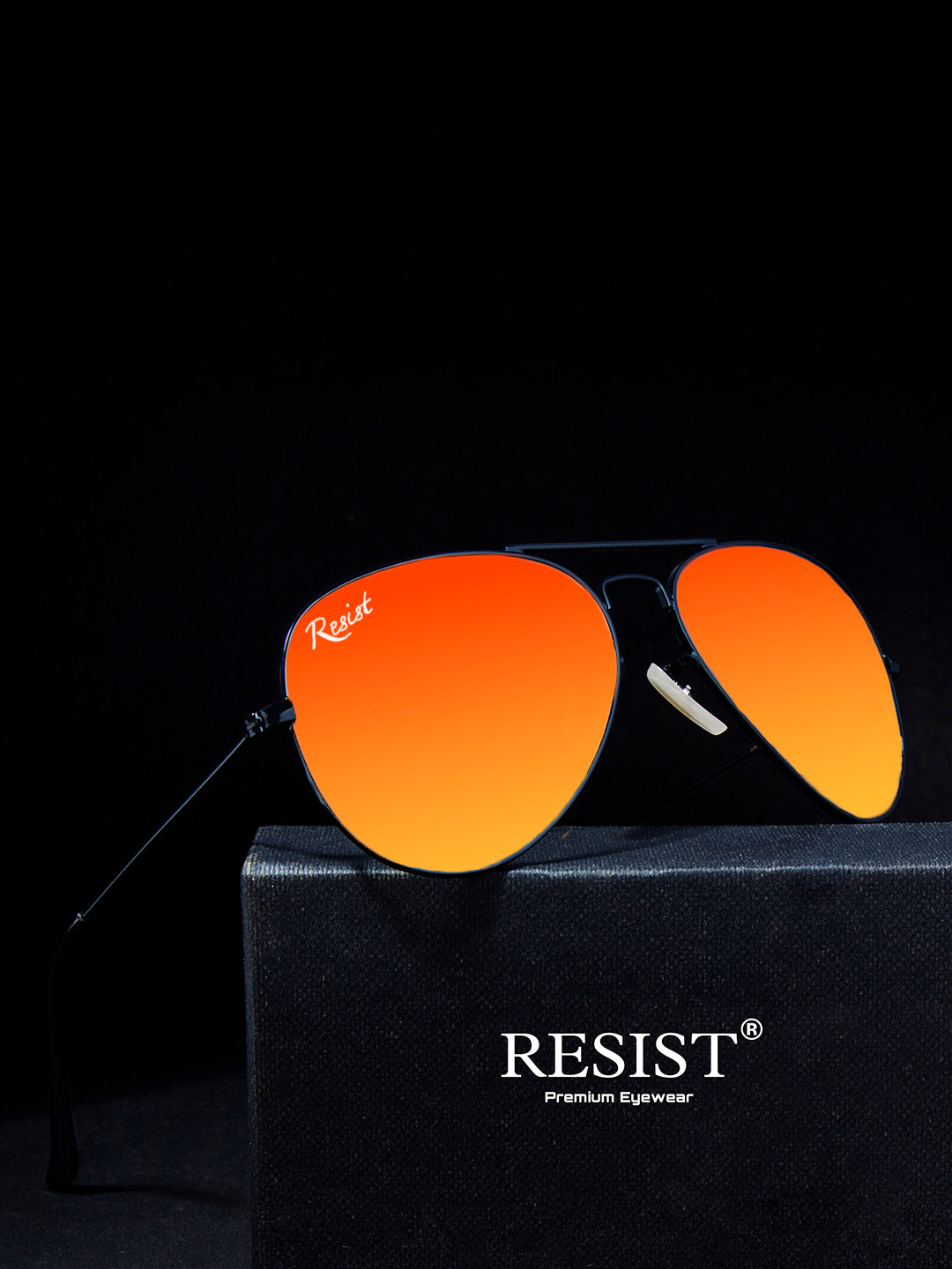 RESIST EYEWEAR Unisex Orange Lens Sunglasses AIRCRAFTS BLACK ORANGE REVO-ORNAGE