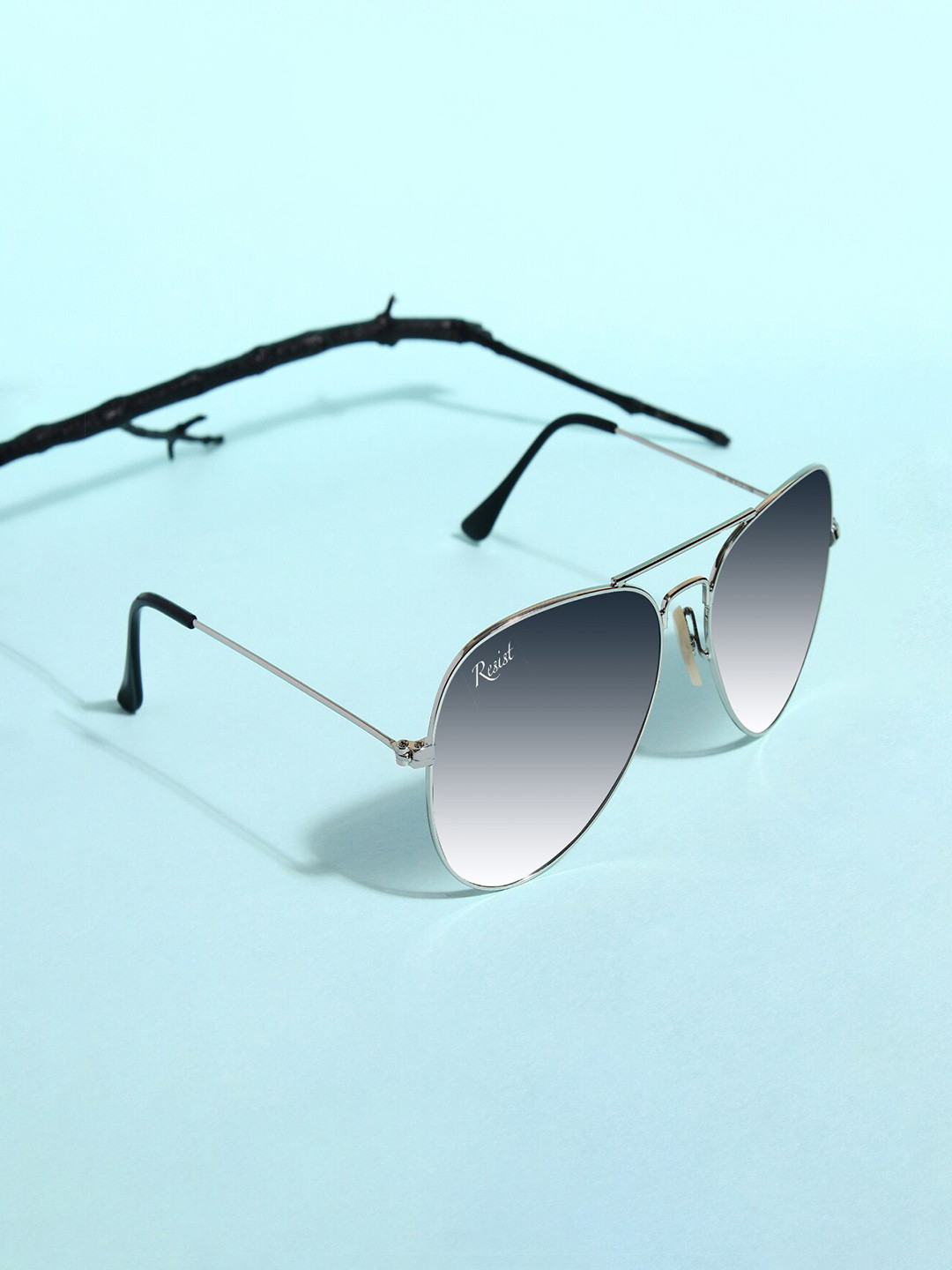 RESIST EYEWEAR Unisex  Aviator Sunglasses with UV Protected Lens AIRCRAFTS SILVER BLACK DC