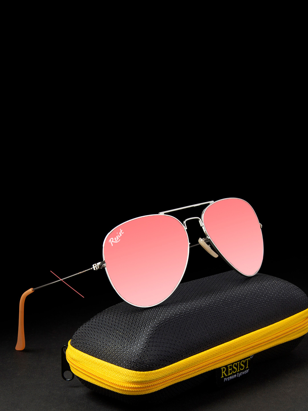 RESIST EYEWEAR Unisex Pink Lens & Silver Aviator Sunglasses with UV Protected Lens AIRCRAFTS SILVER PINK REVO