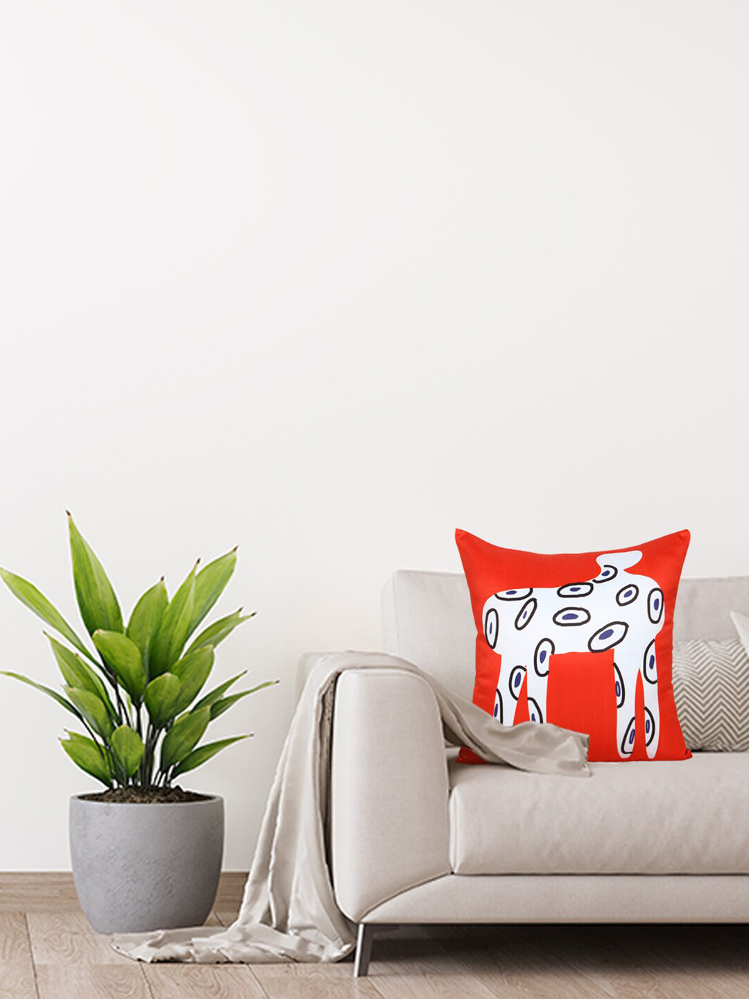Home Red & White Square Cushion Cover