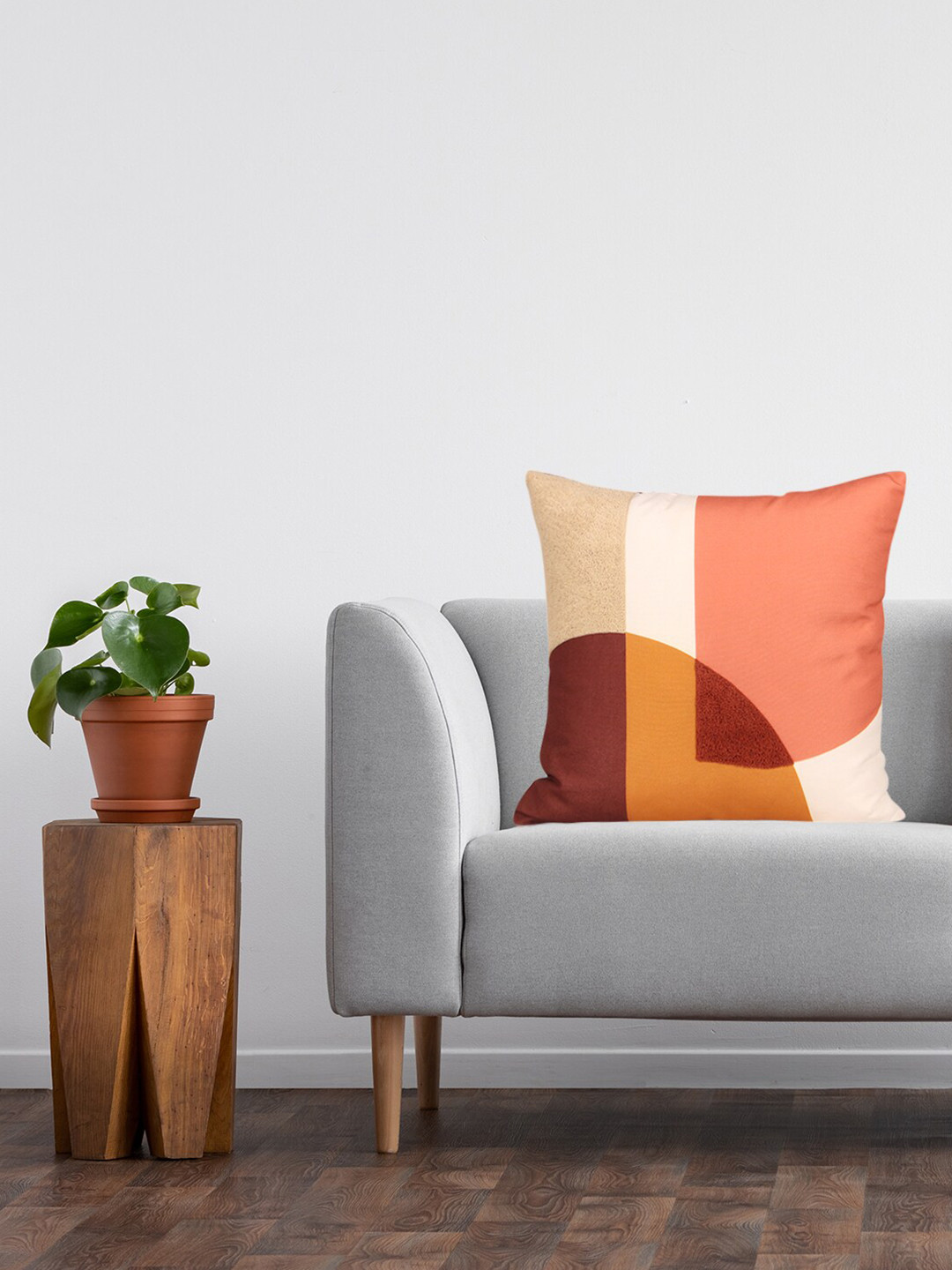 Home Orange & White Abstract Square Cushion Covers