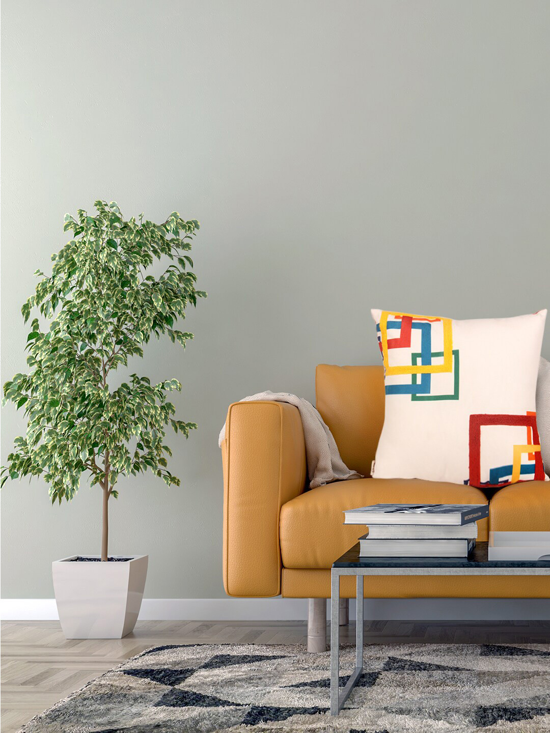 Home White & Red Geometric Square Cushion Cover