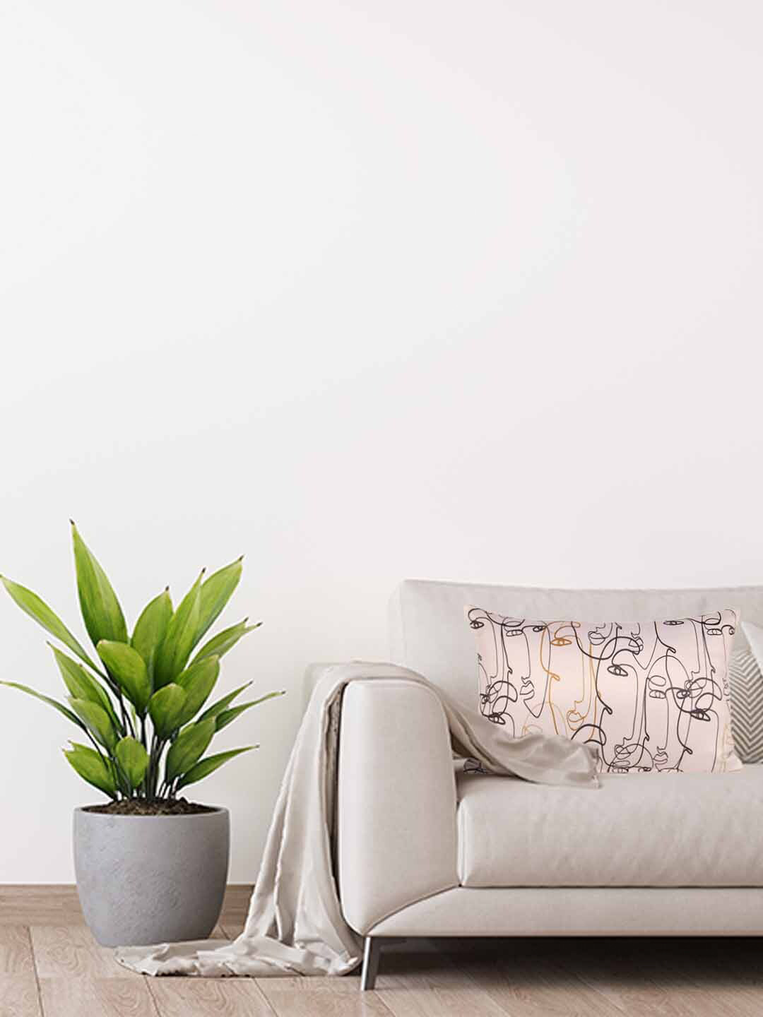 Home Printed Sivya White Abstract Polyester Silk Quick-Dry Cushion Cover -12x18In