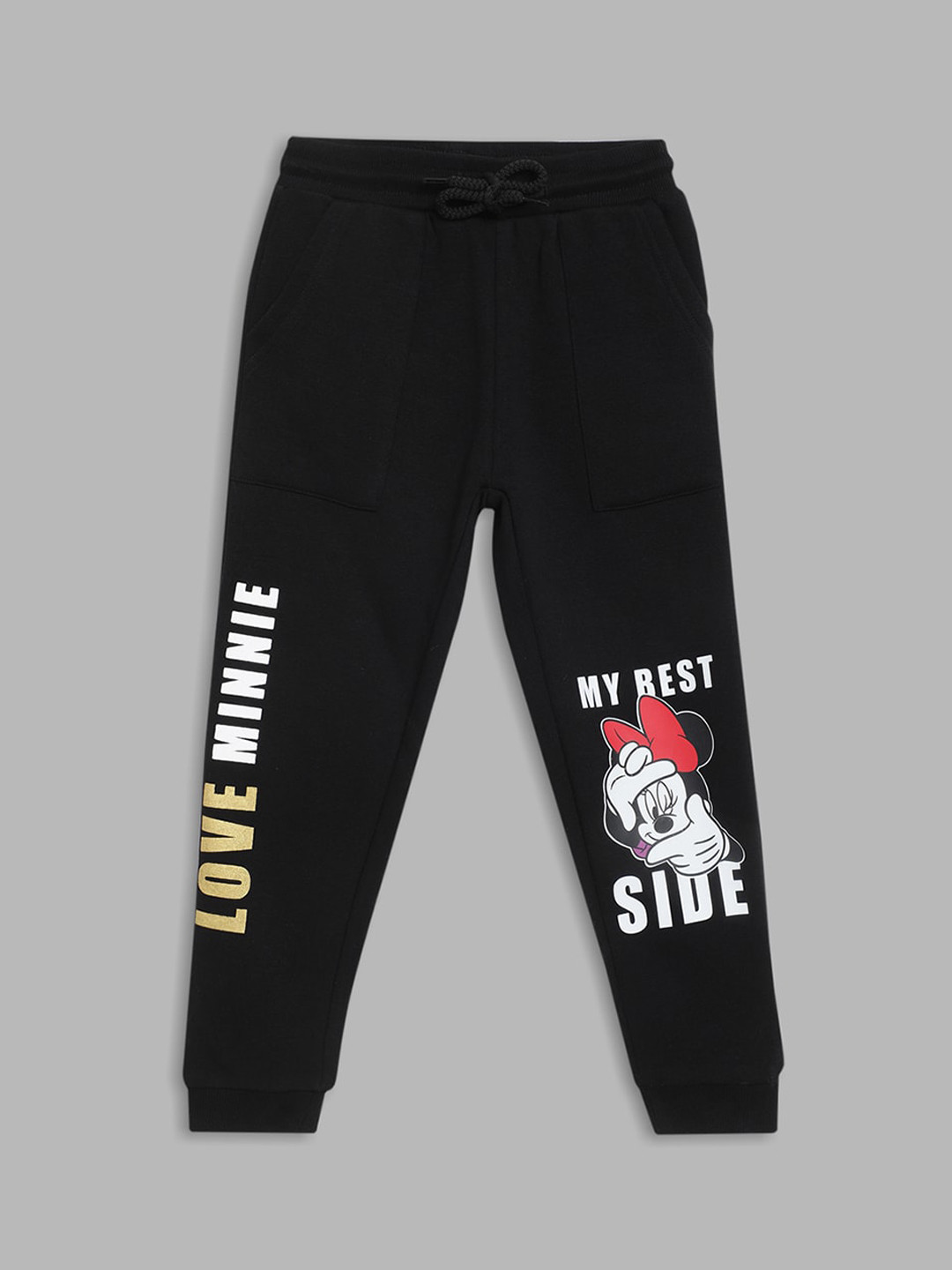 Blue Giraffe Girls Black Printed Cotton Jogger