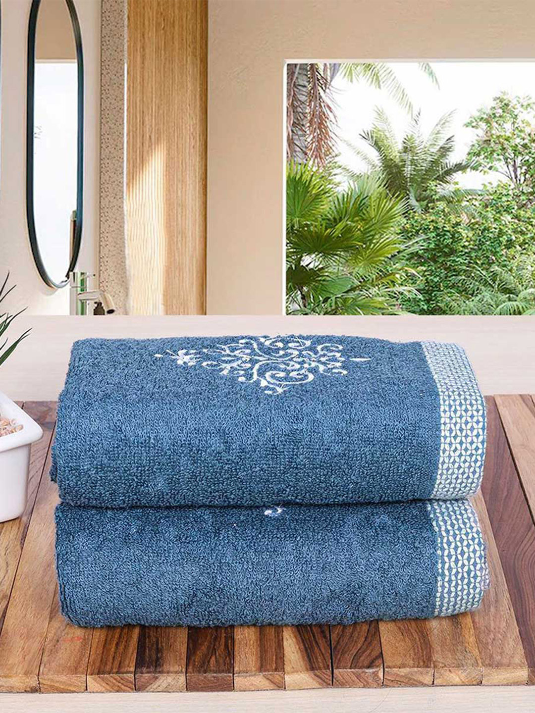 RANGOLI Blue Set of 2 100% Organic Bamboo Hand Towels