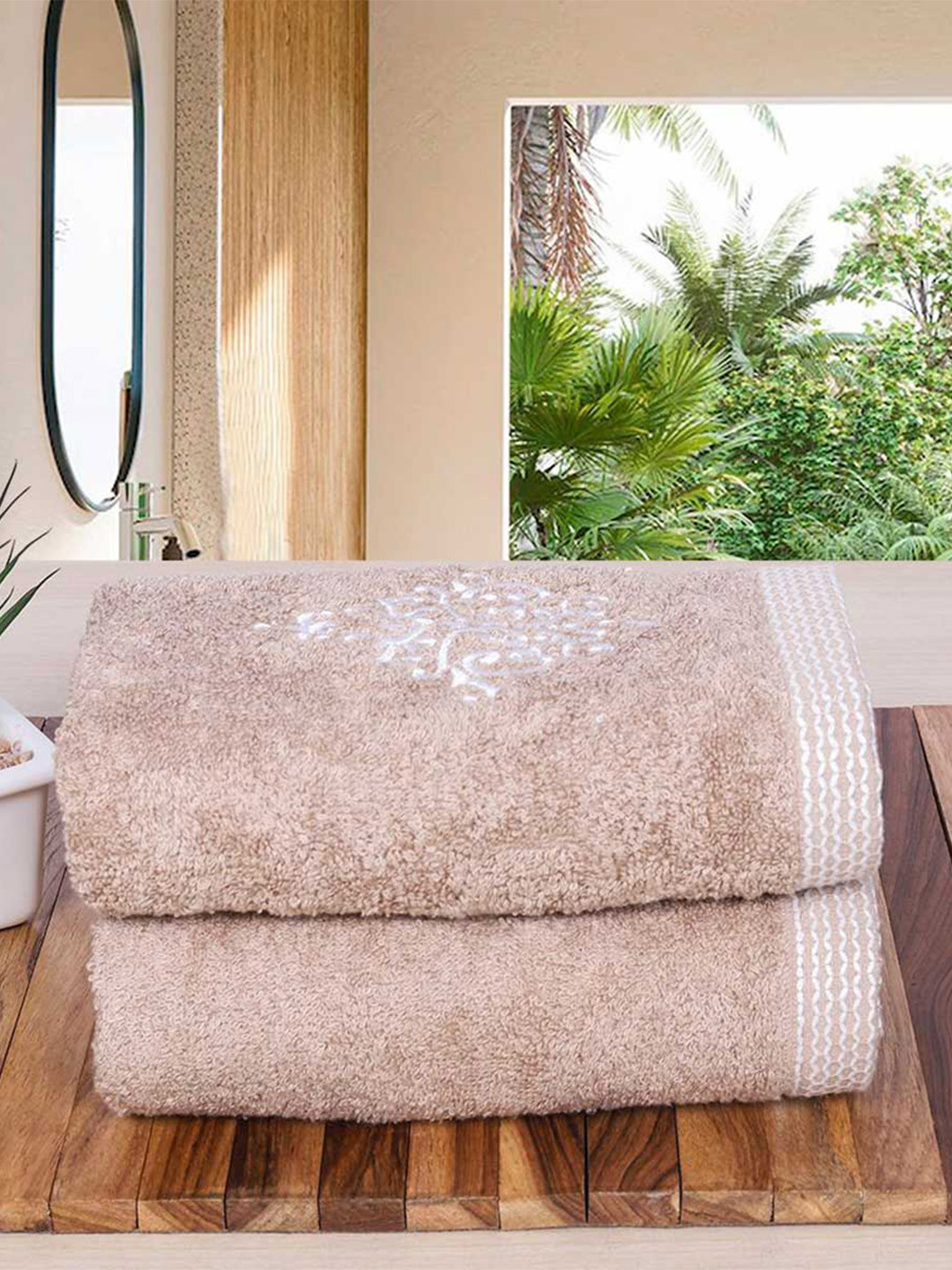 RANGOLI Set Of 2 100% Organic Bamboo Hand Towels