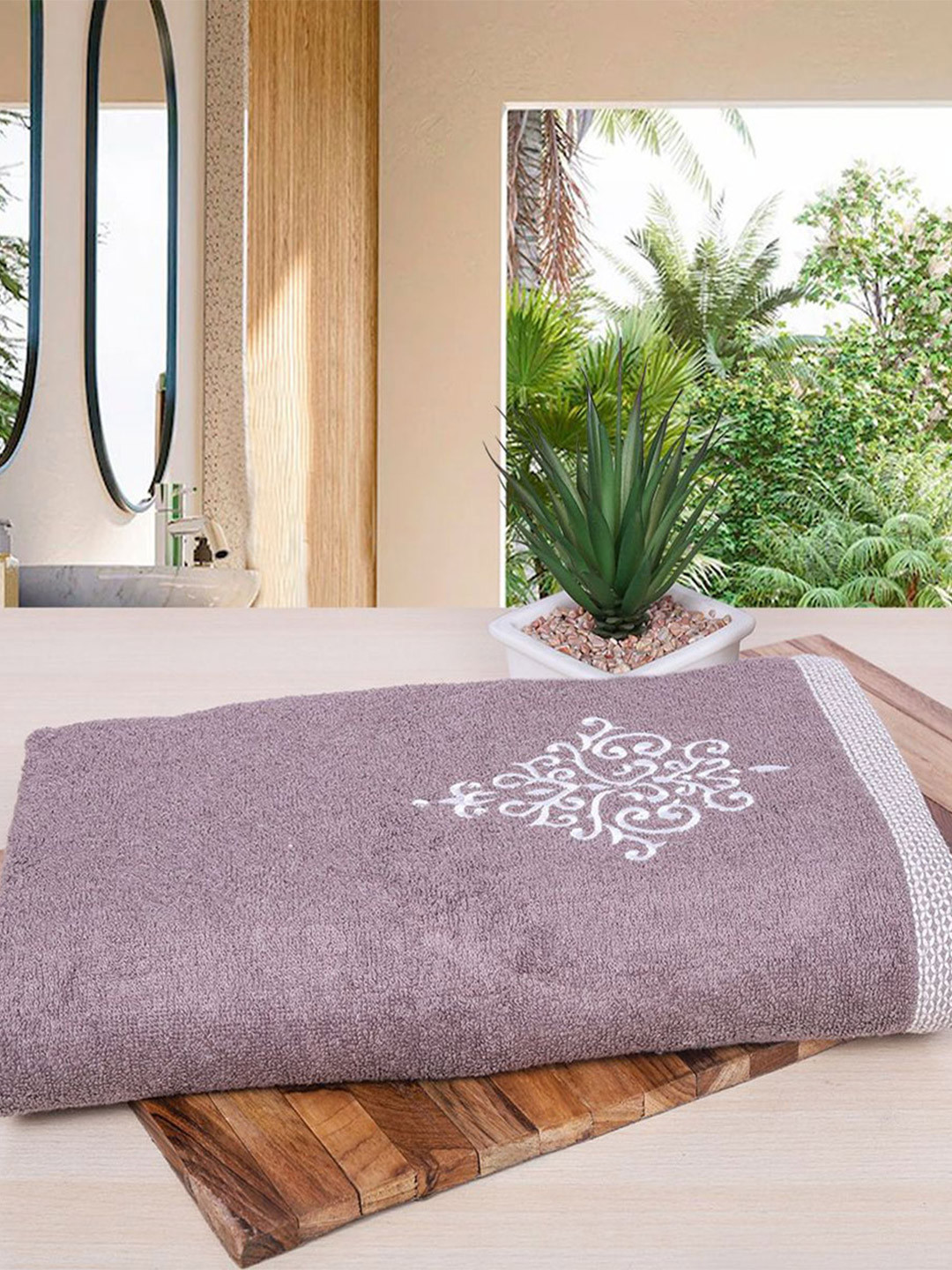RANGOLI Brown Solid 600 GSM Organic Bamboo Bath Towel