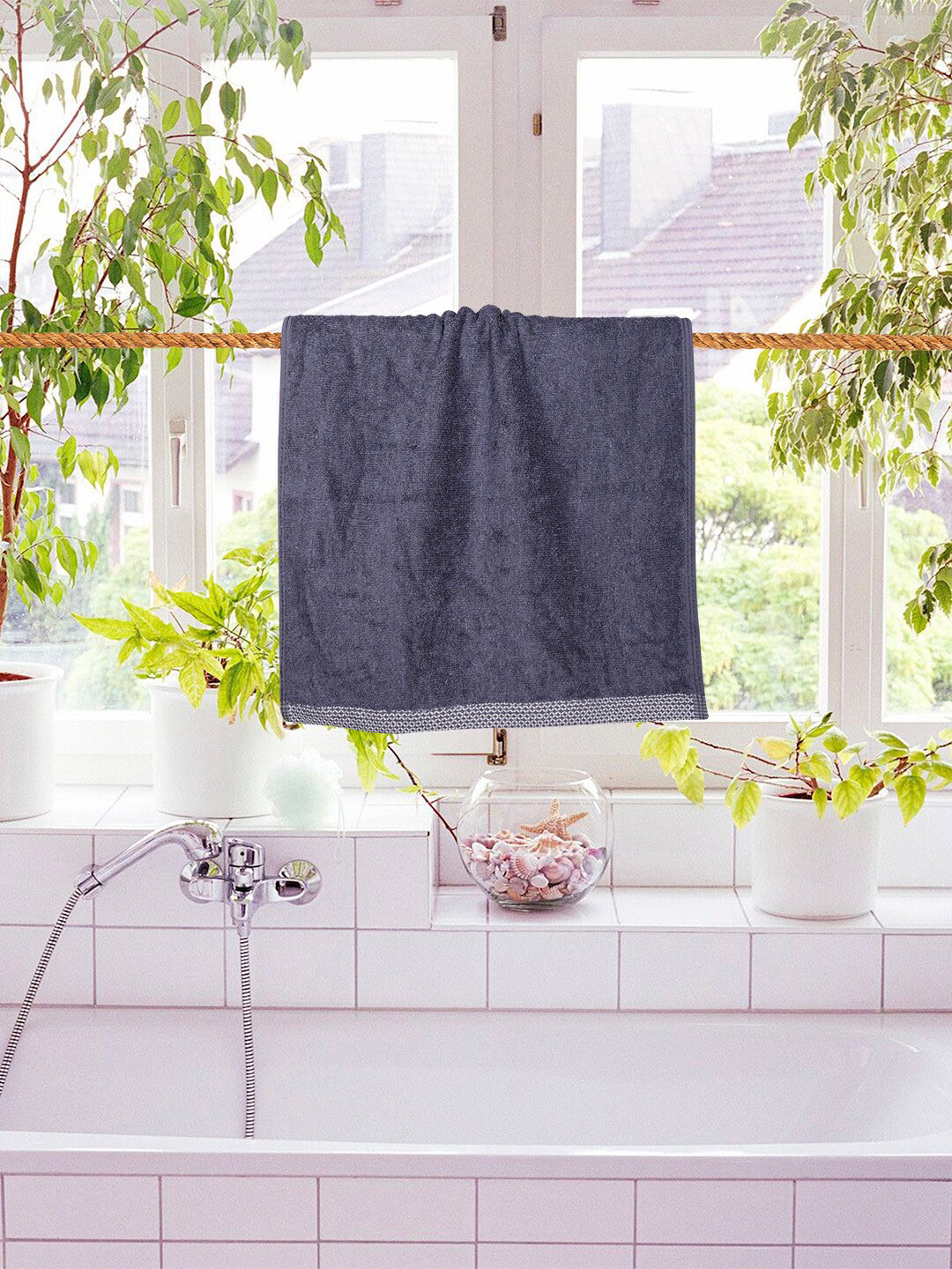 RANGOLI Beige & Grey 4 Pieces 600 GSM Organic Bamboo Hand Towels